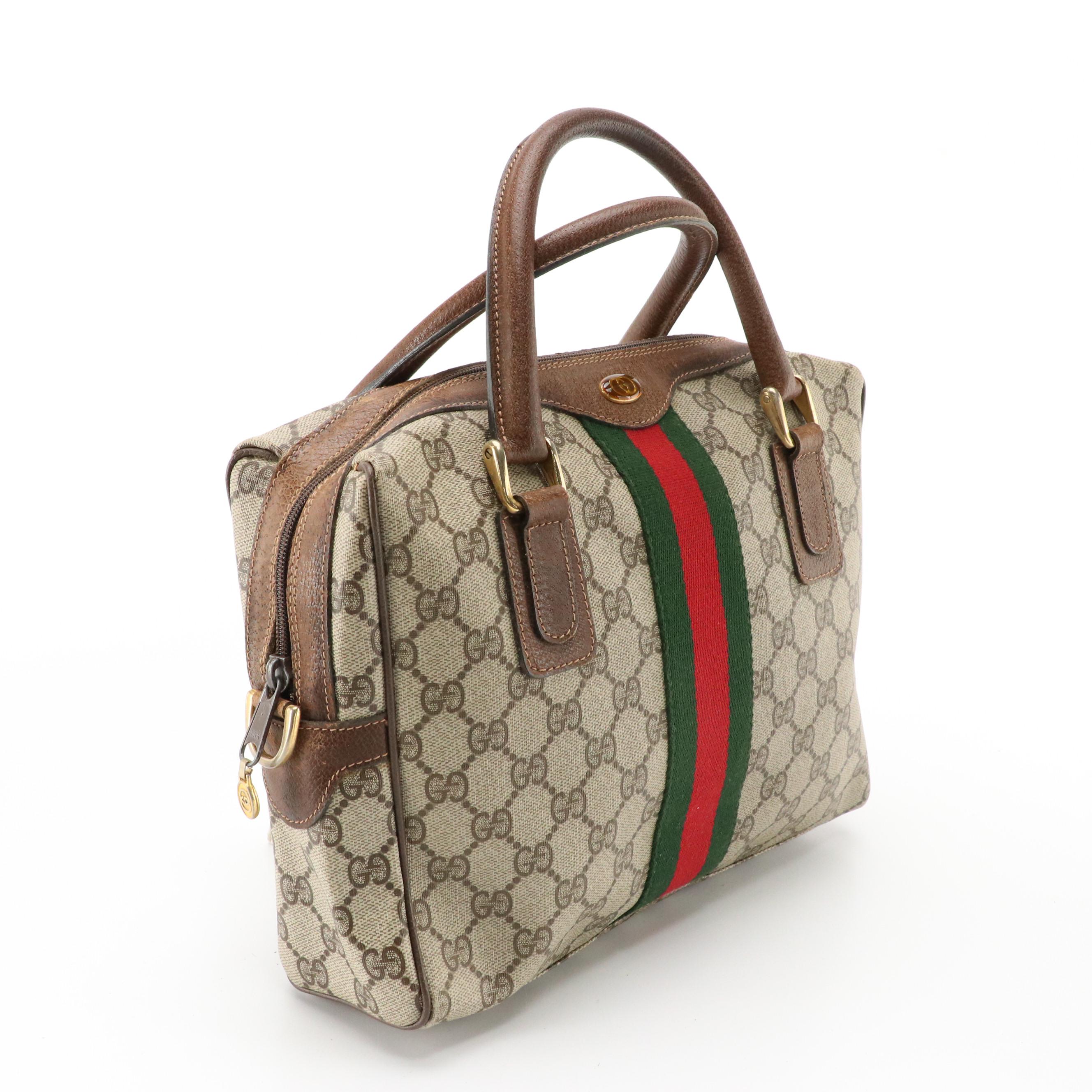 Gucci Accessory Collection Boston Bag in Supreme Canvas, Web & Cinghiale Leather