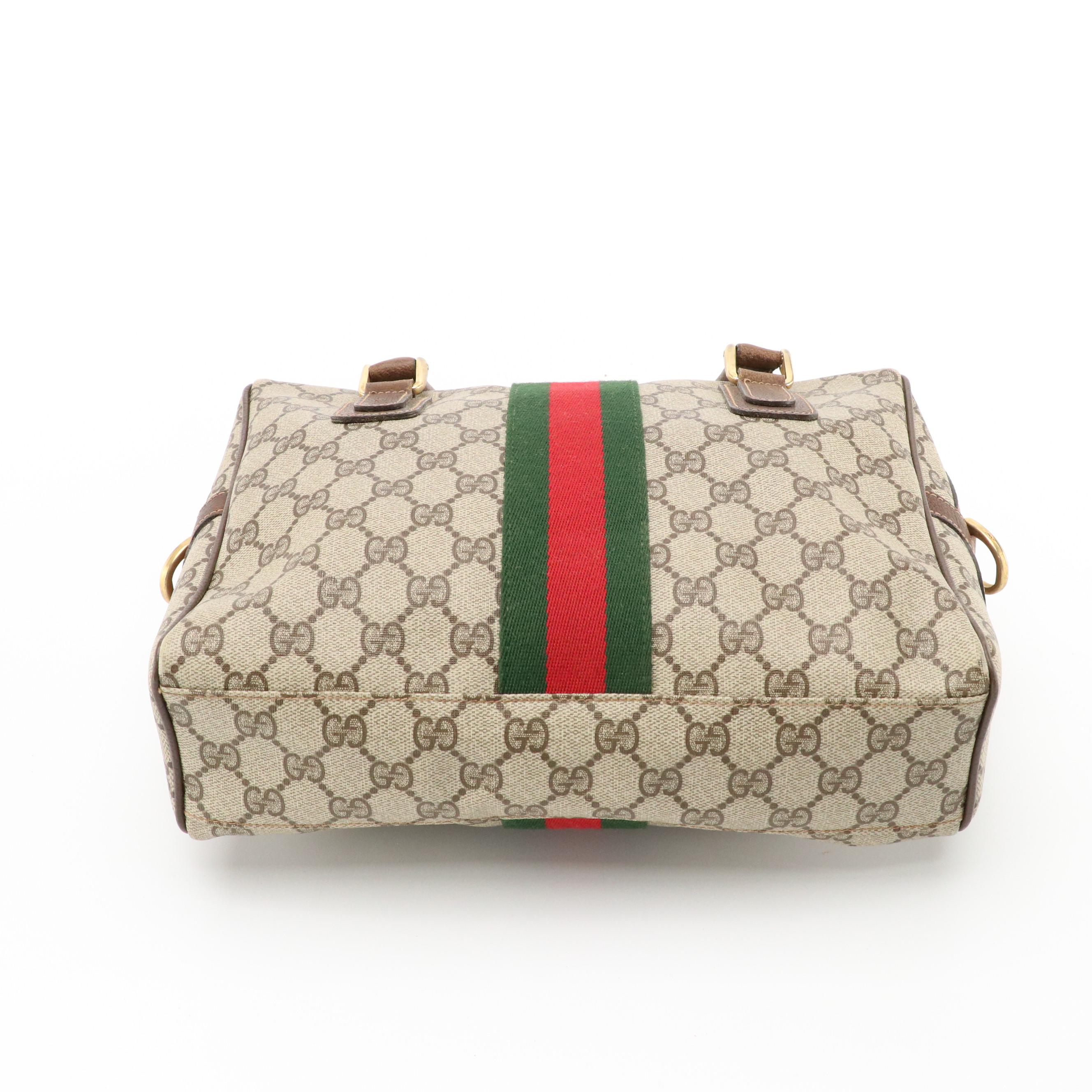 Gucci Accessory Collection Boston Bag in Supreme Canvas, Web & Cinghiale Leather