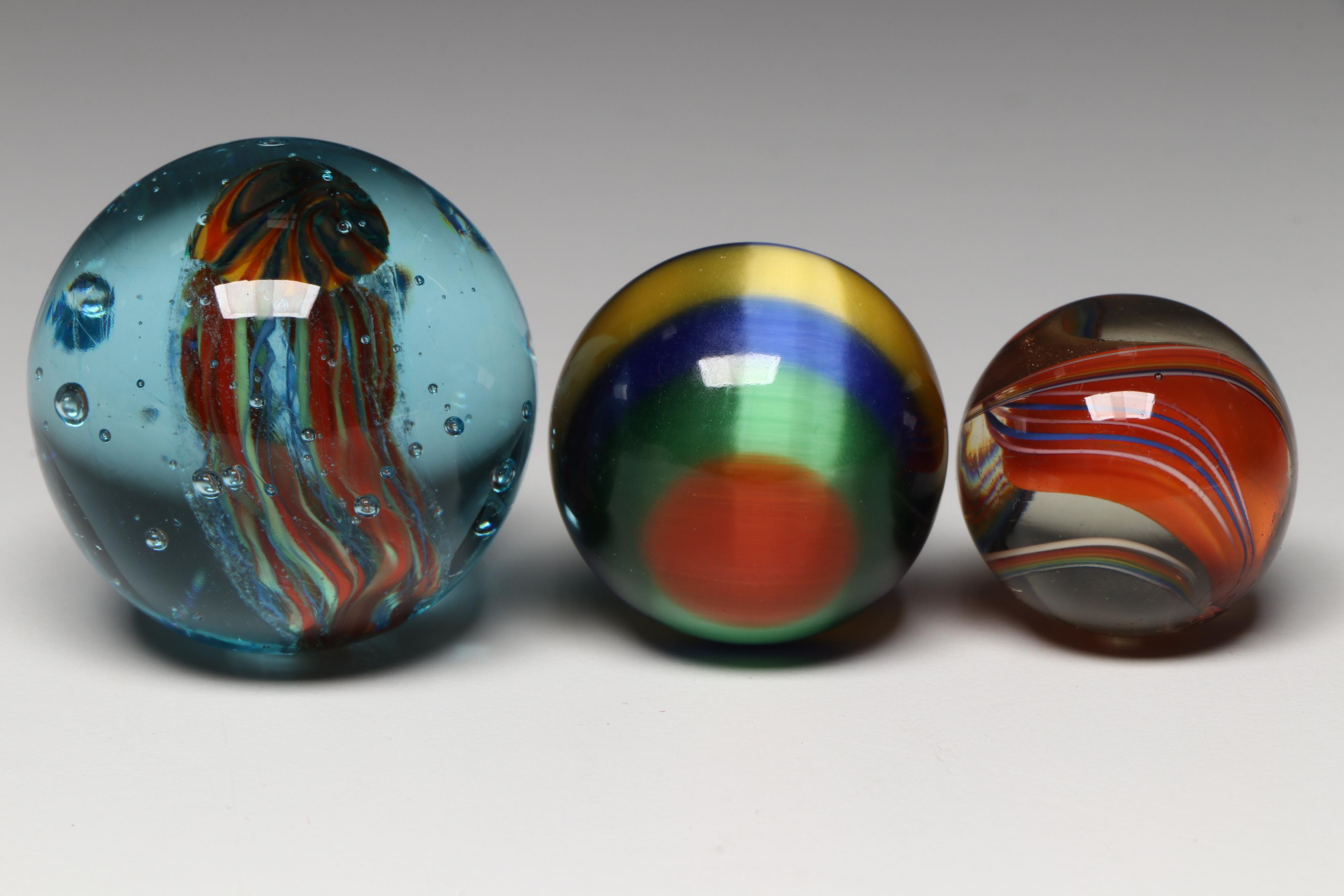 Mike Petura, Rolf Wald, Fiber Optic and Other Multicolor Art Glass Marbles
