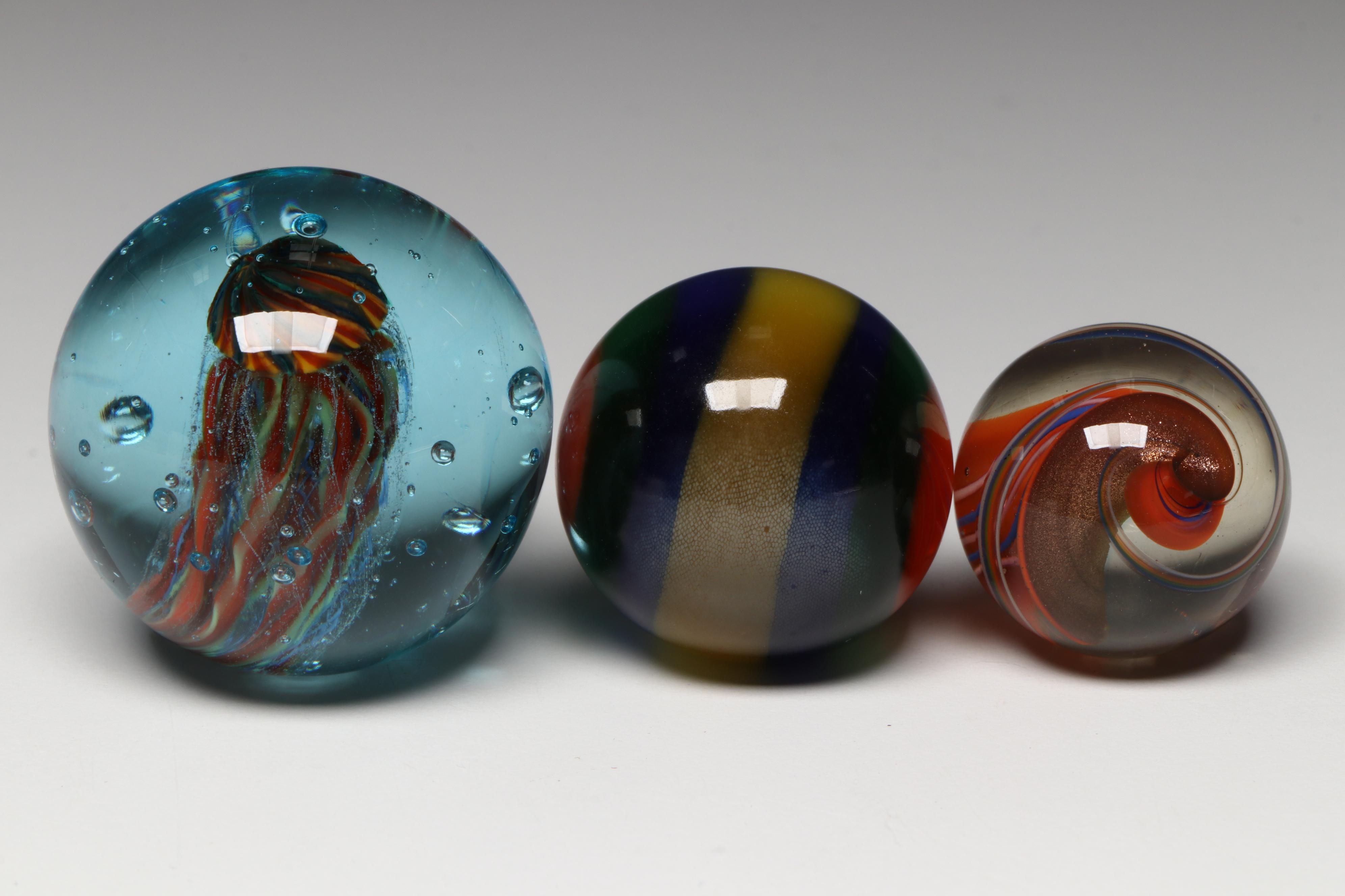 Mike Petura, Rolf Wald, Fiber Optic and Other Multicolor Art Glass Marbles