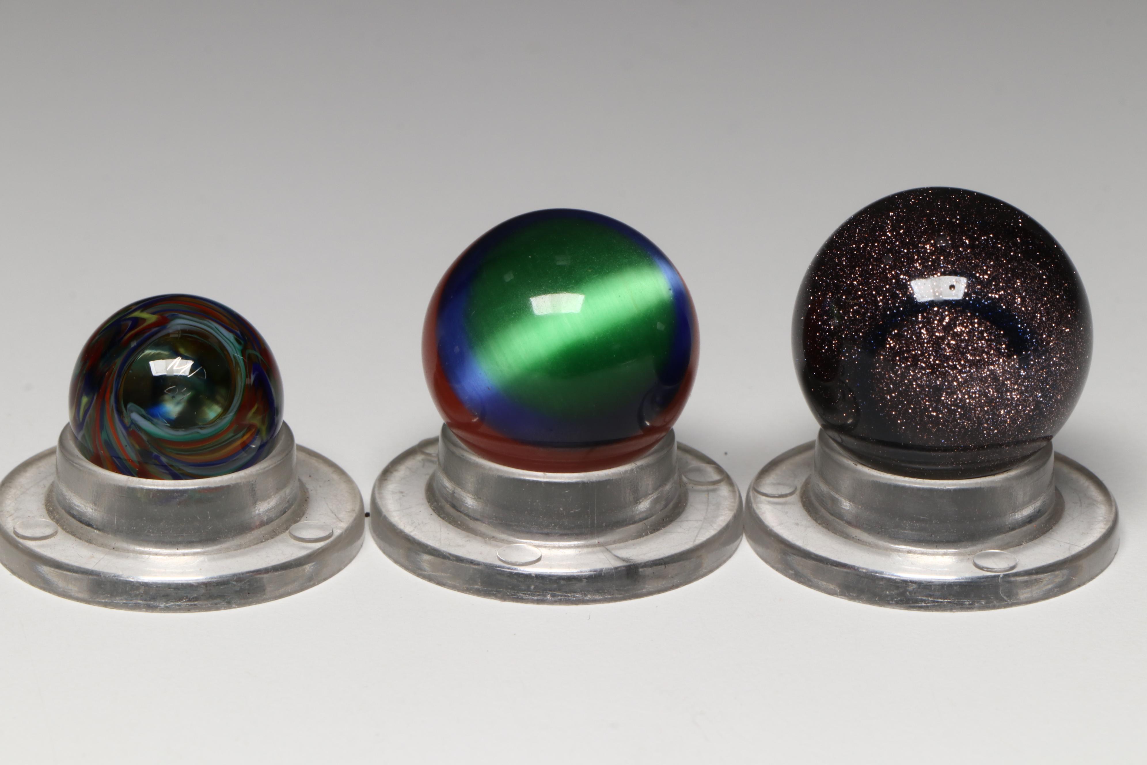 Mike Petura, Rolf Wald, Fiber Optic and Other Multicolor Art Glass Marbles
