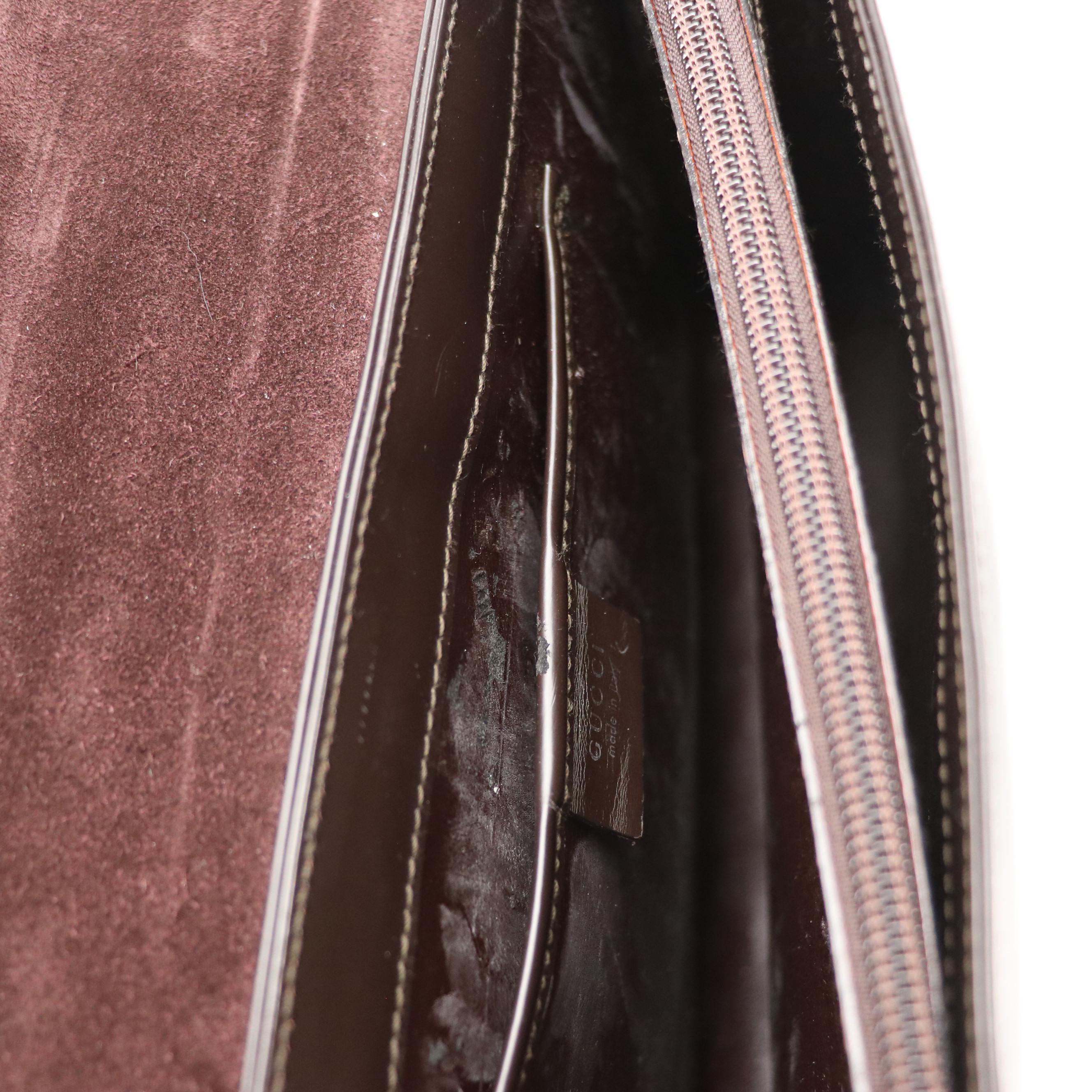 Gucci Full Flap Shoulder Bag in Dark Brown Glazed Leather