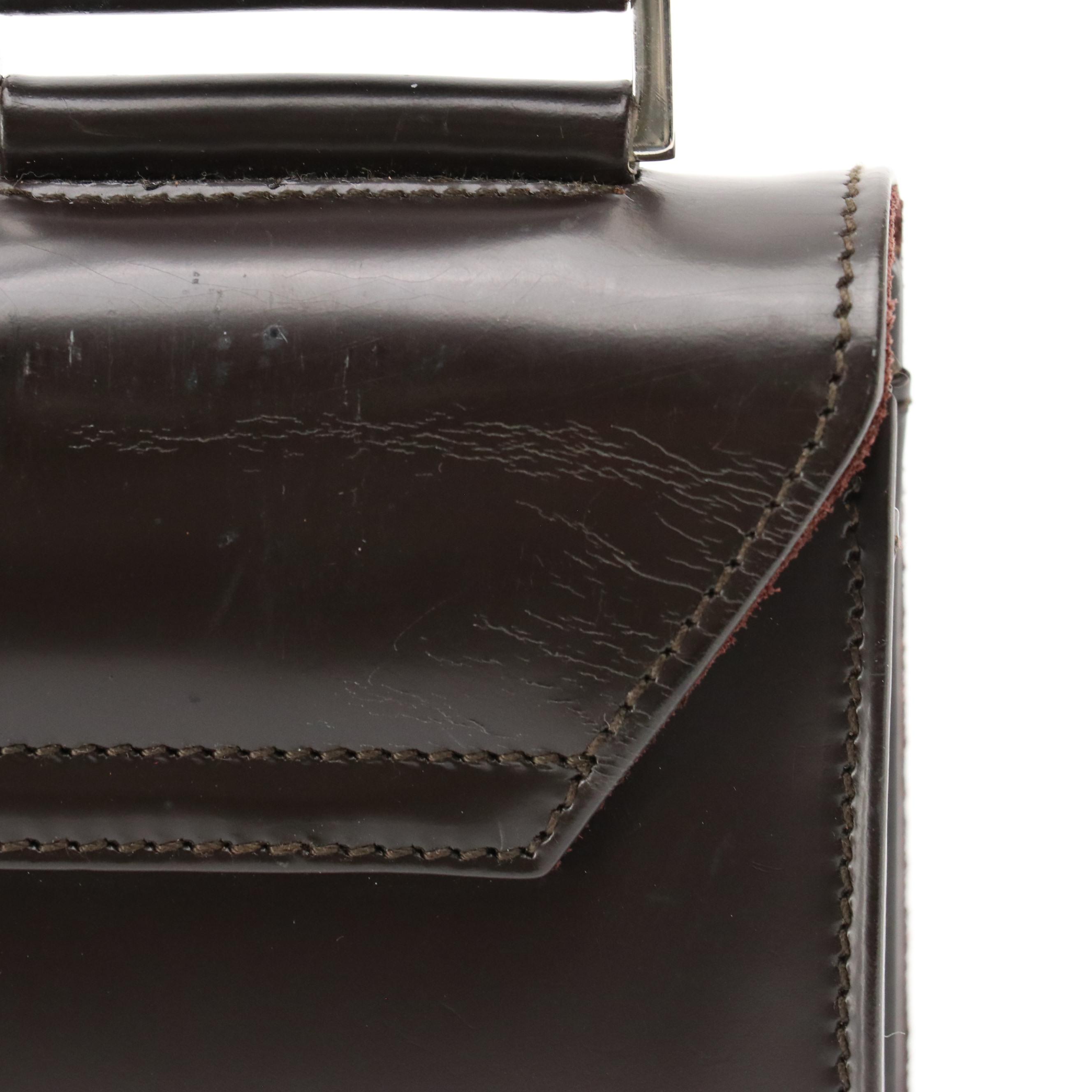 Gucci Full Flap Shoulder Bag in Dark Brown Glazed Leather