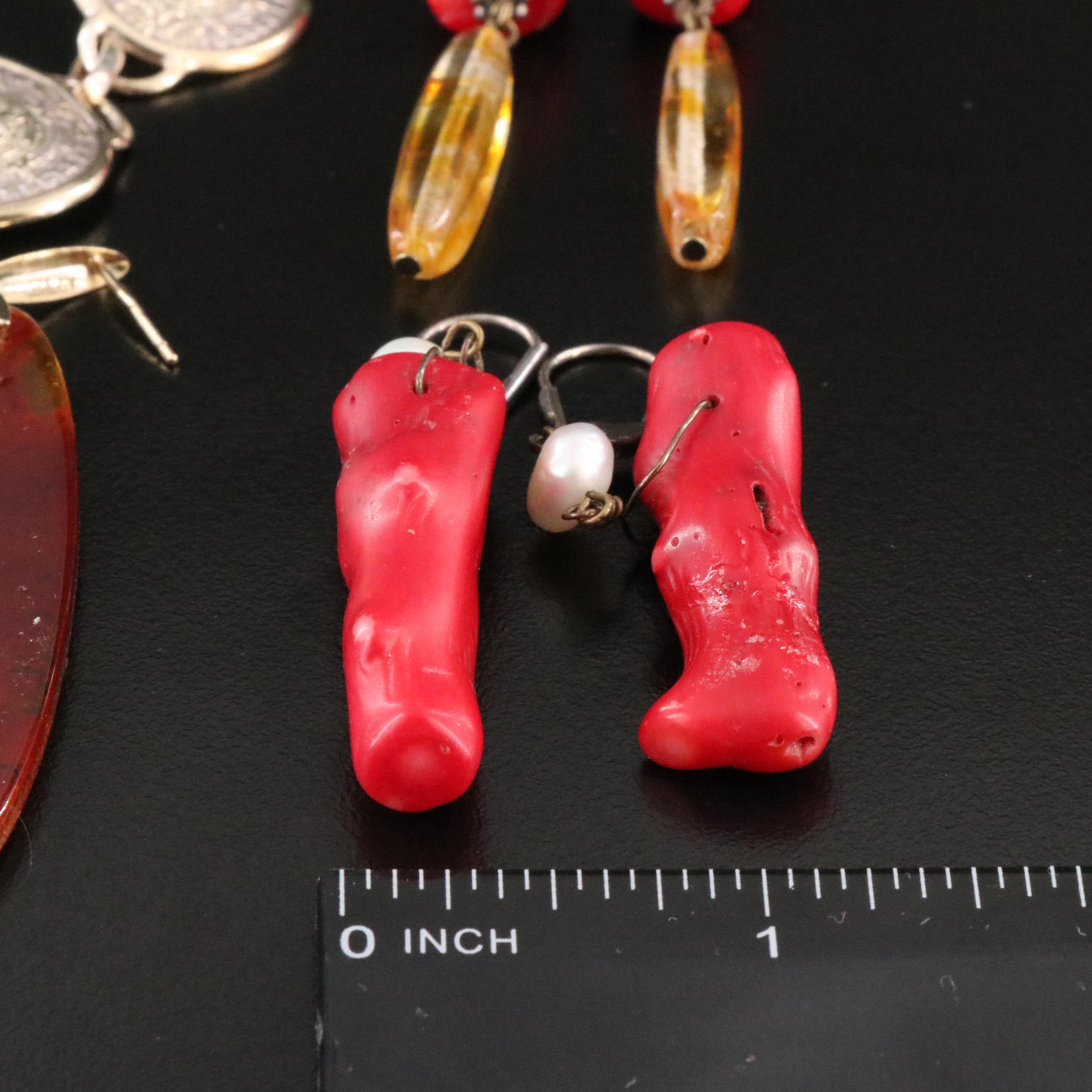 Earrings, Enhancers and Bracelet Including Sterling Pearl and Coral