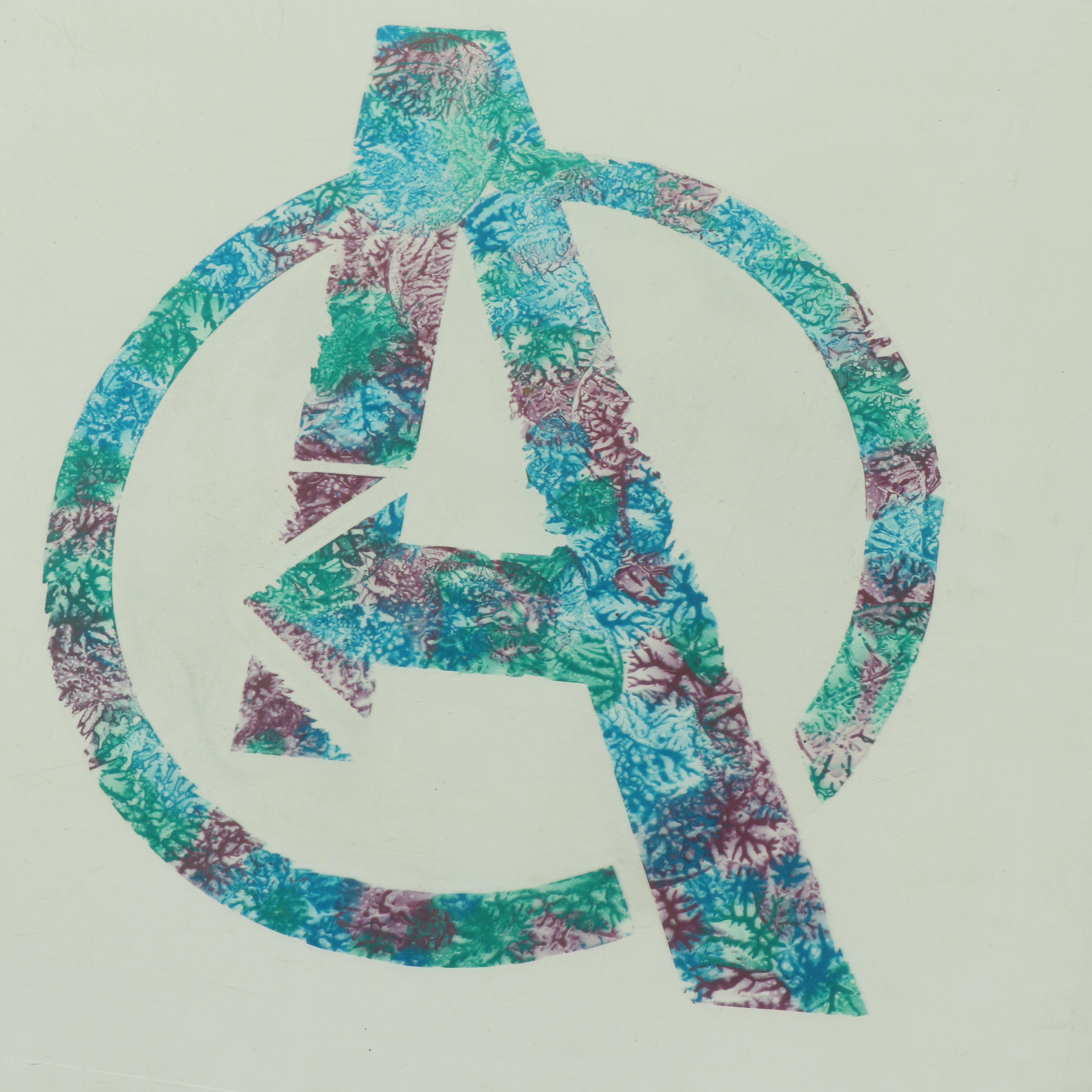 Marvel Avengers Sponge Printed Logo Art Glass Panel, 21st Century