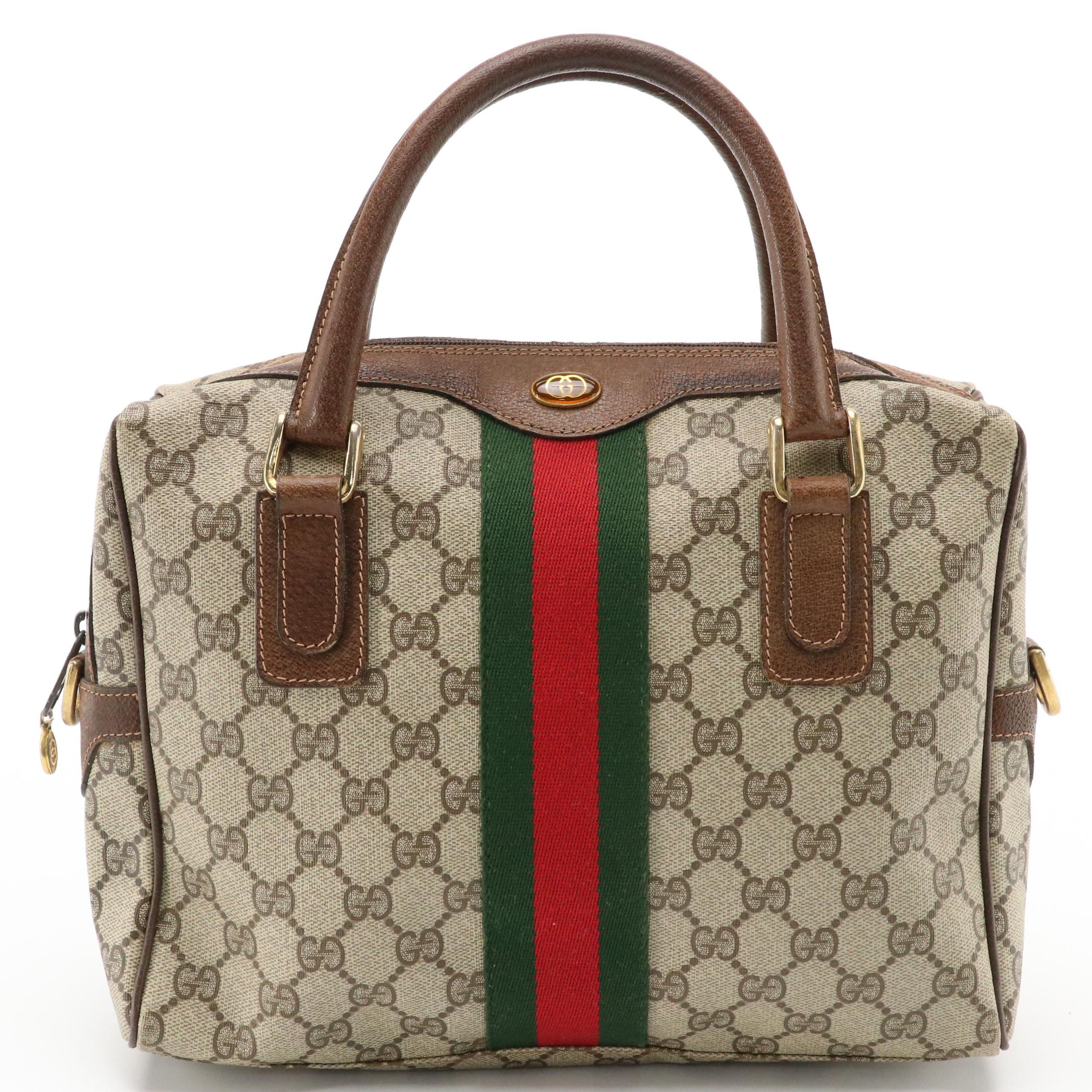 Gucci Accessory Collection Boston Bag in Supreme Canvas, Web & Cinghiale Leather