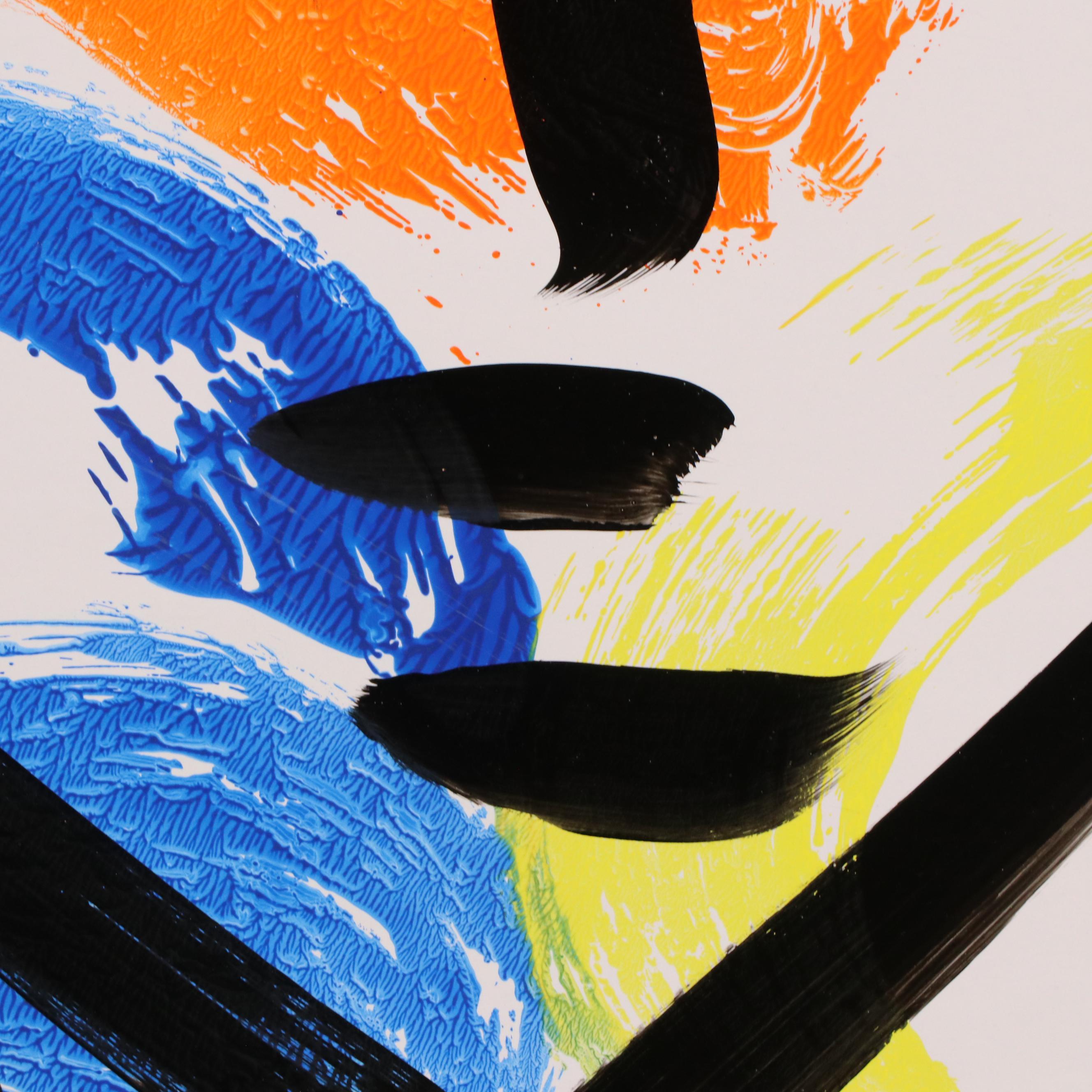 Peter Keil Abstract Acrylic Portrait Painting, Late 20th Century