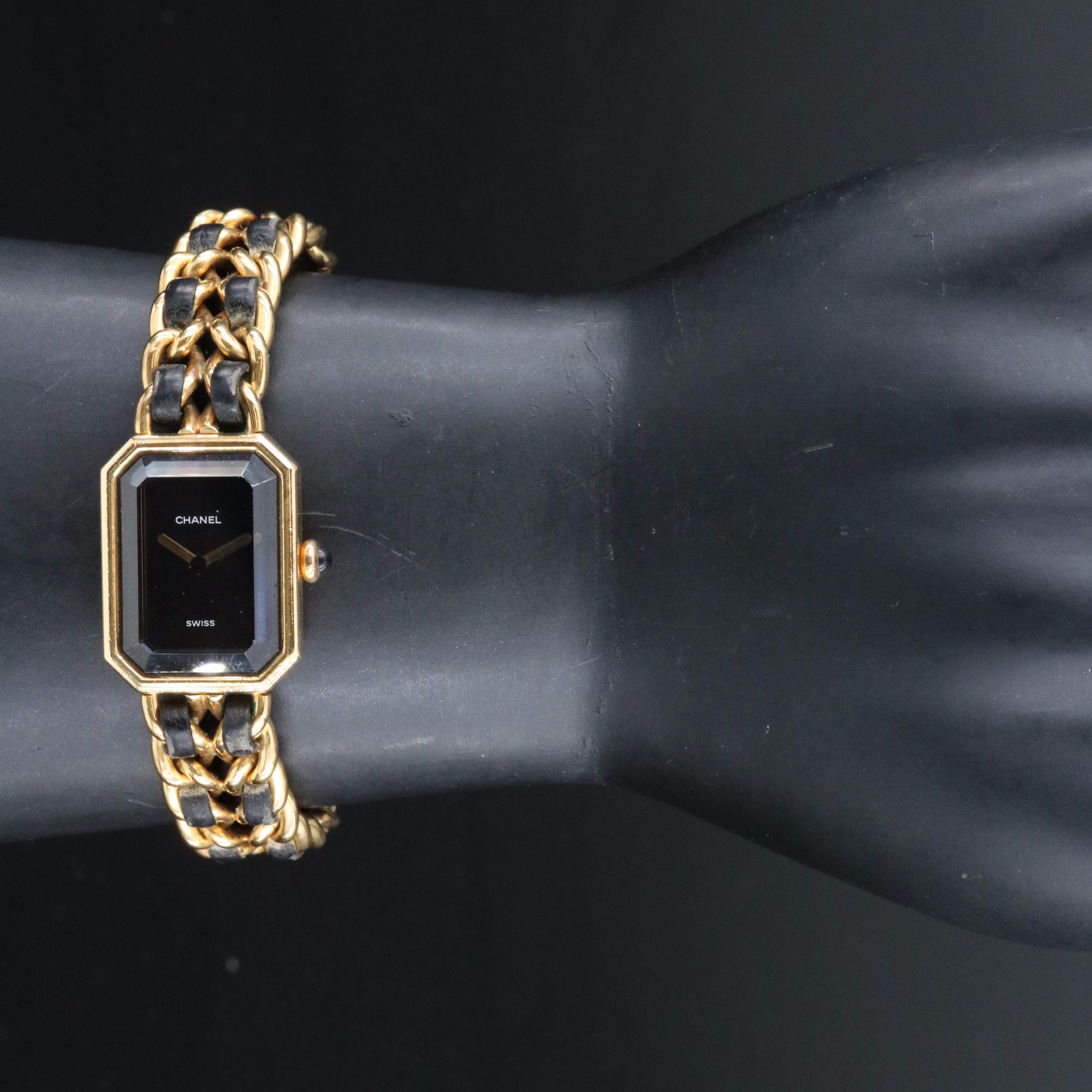 Chanel Premiere Black Dial 20mm Gold-Plated Quartz Watch