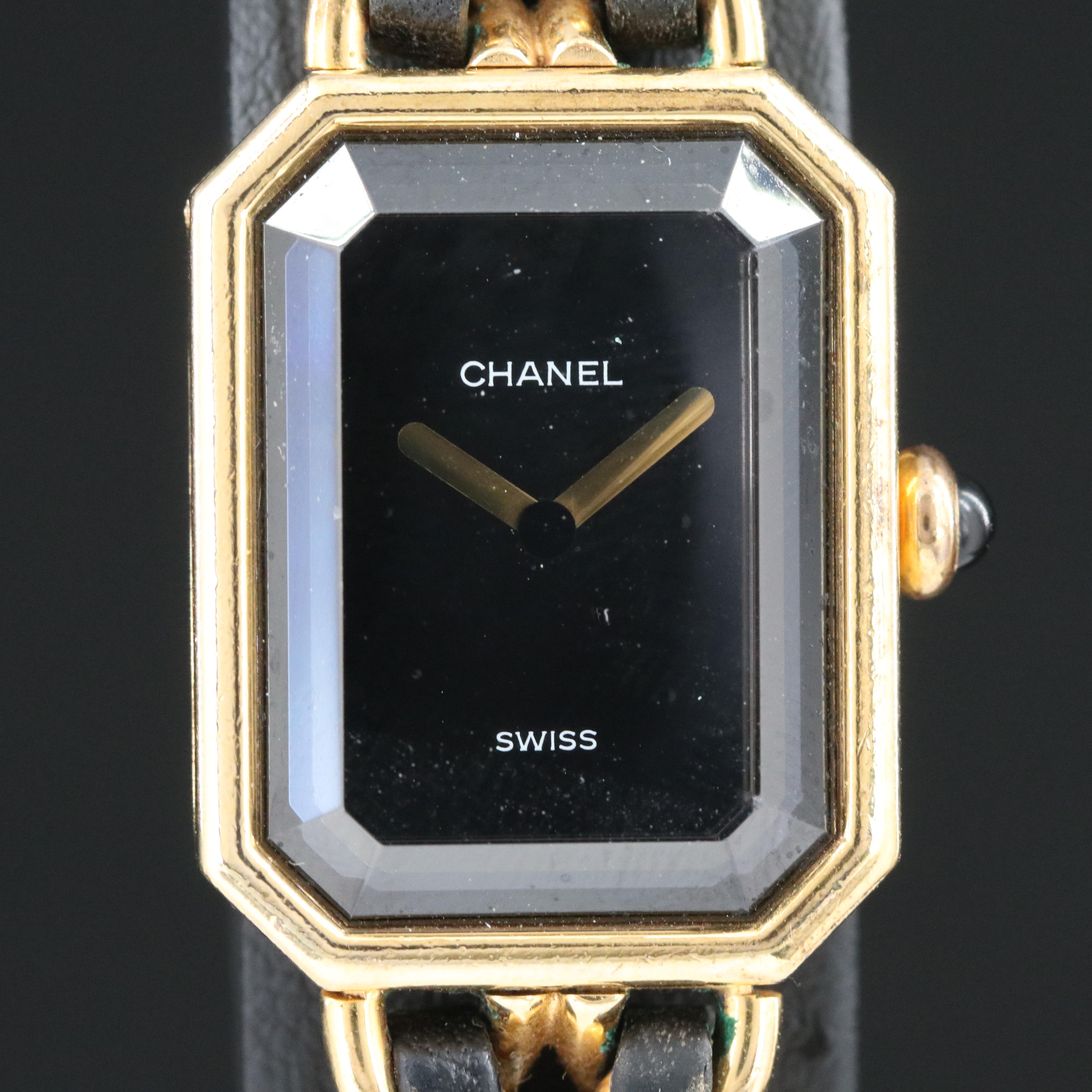 Chanel Premiere Black Dial 20mm Gold-Plated Quartz Watch