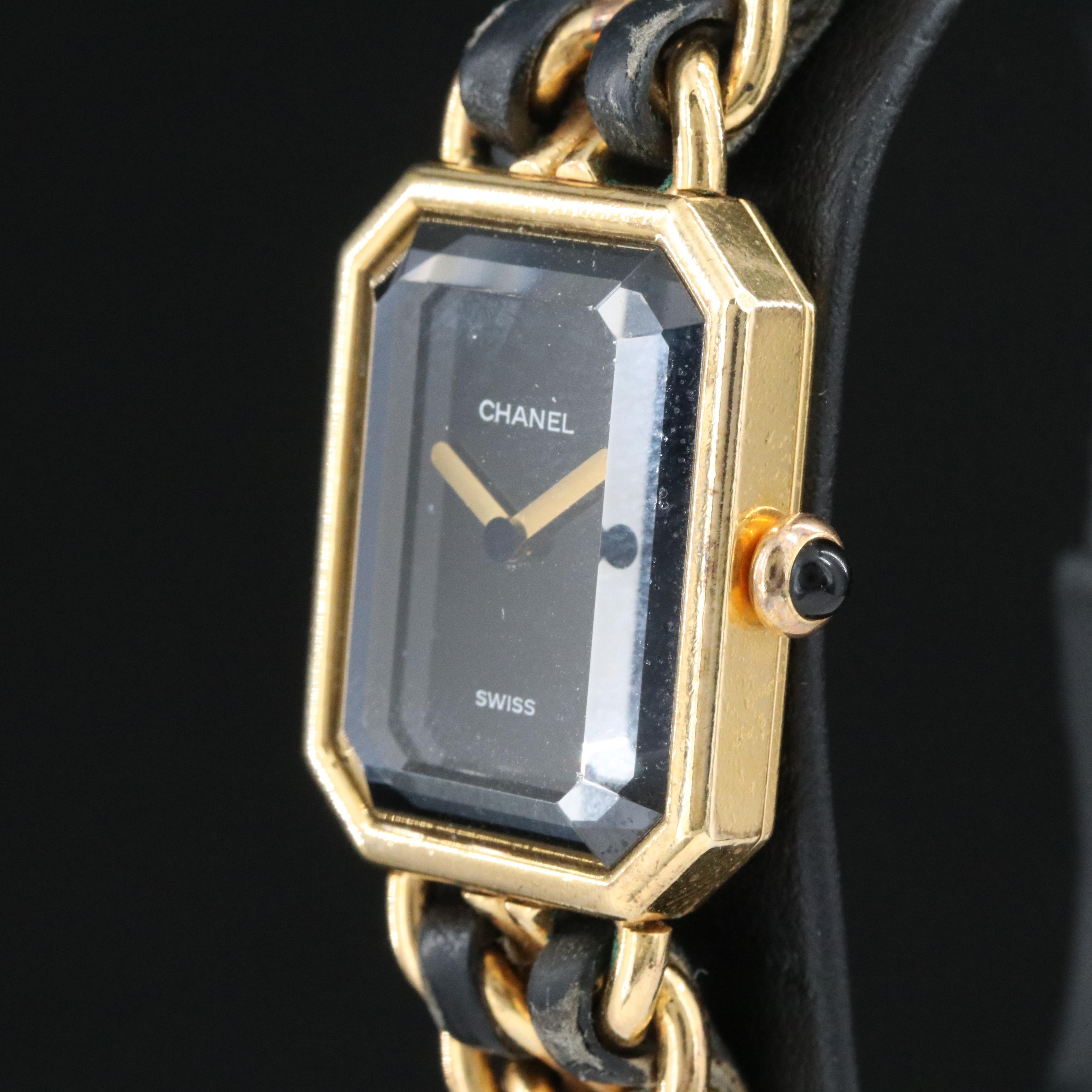 Chanel Premiere Black Dial 20mm Gold-Plated Quartz Watch