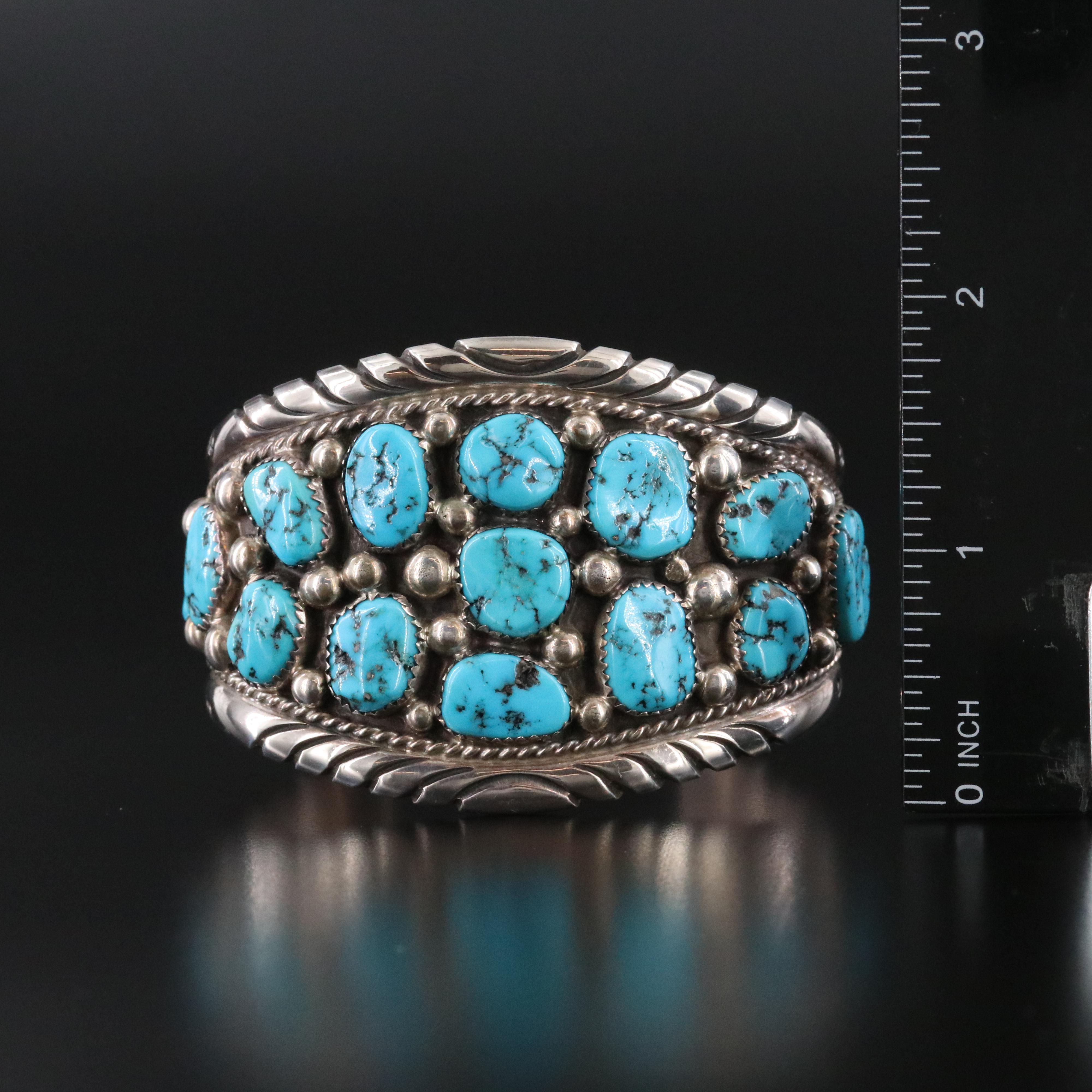 Tommy Moore Navajo Diné Sterling Turquoise Cuff