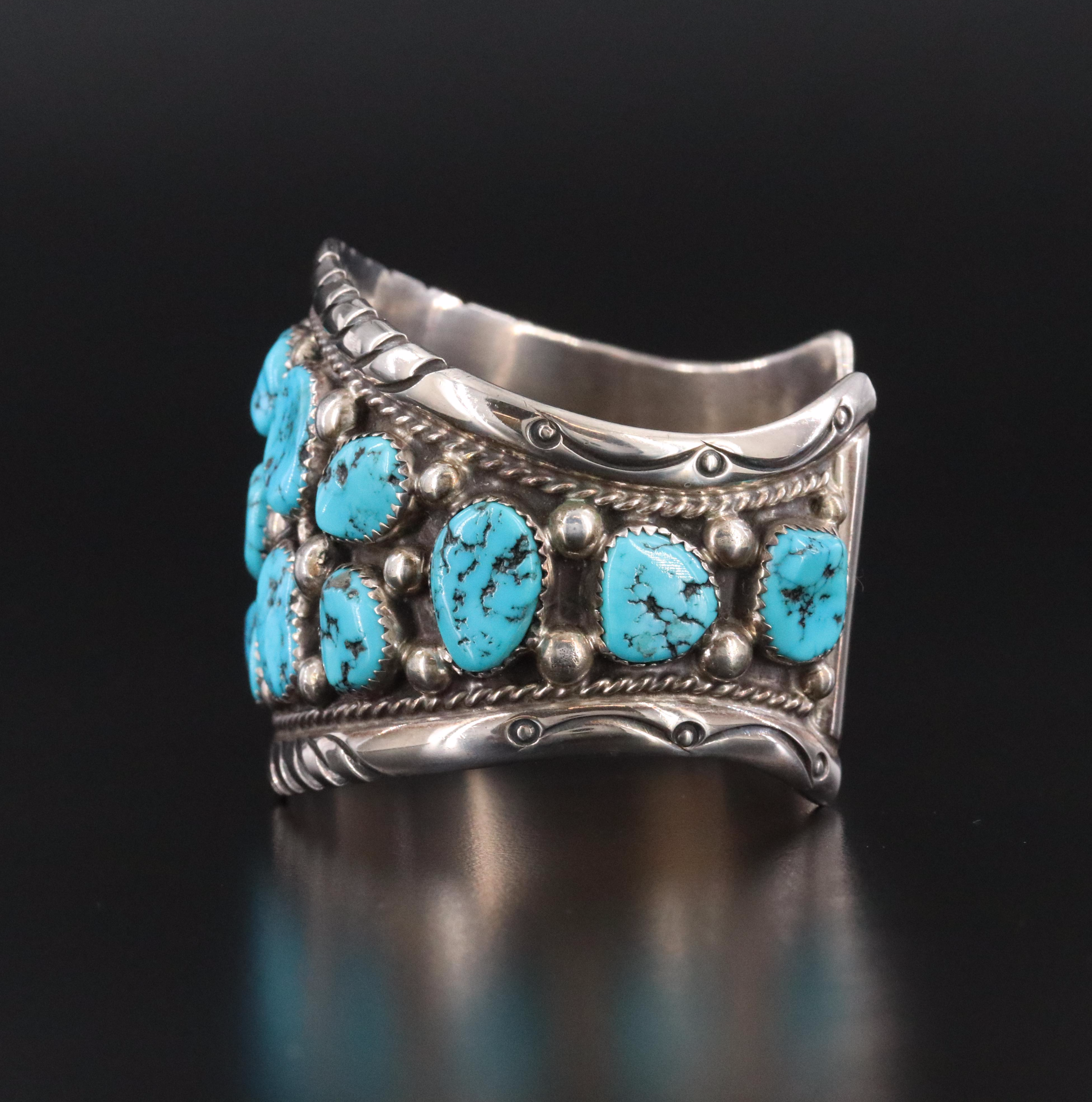 Tommy Moore Navajo Diné Sterling Turquoise Cuff