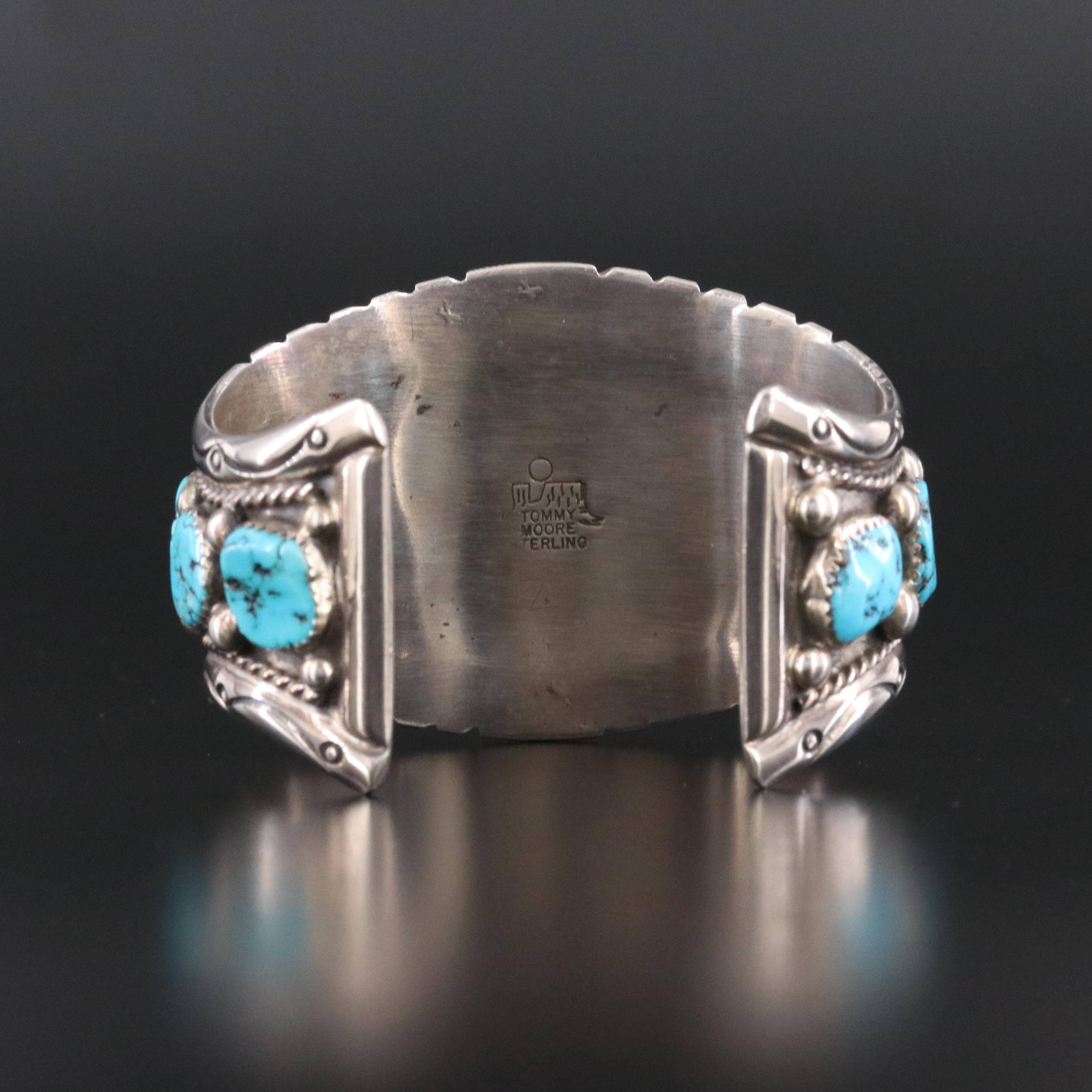 Tommy Moore Navajo Diné Sterling Turquoise Cuff