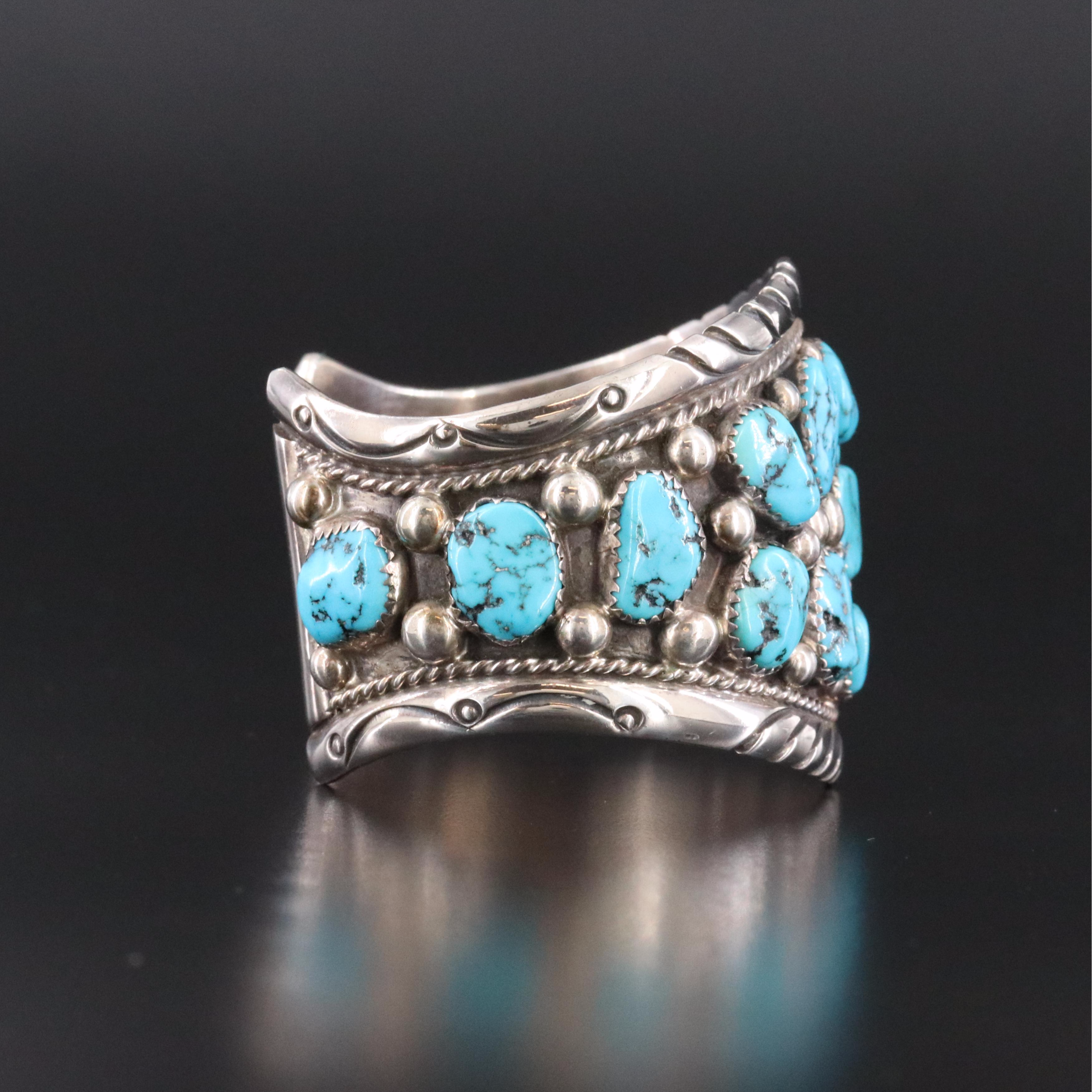 Tommy Moore Navajo Diné Sterling Turquoise Cuff