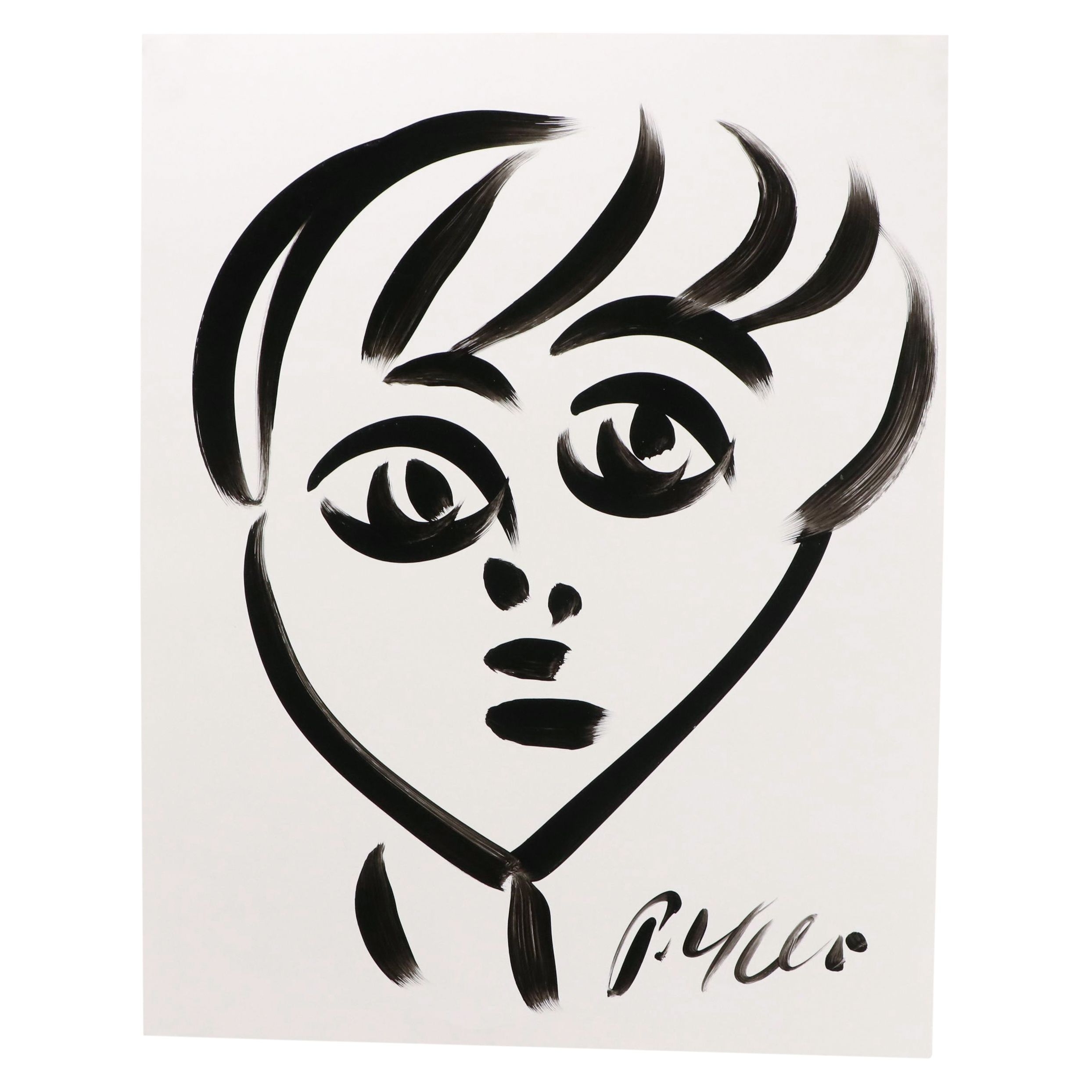 Peter Keil Abstract Acrylic Portrait Painting, Late 20th Century