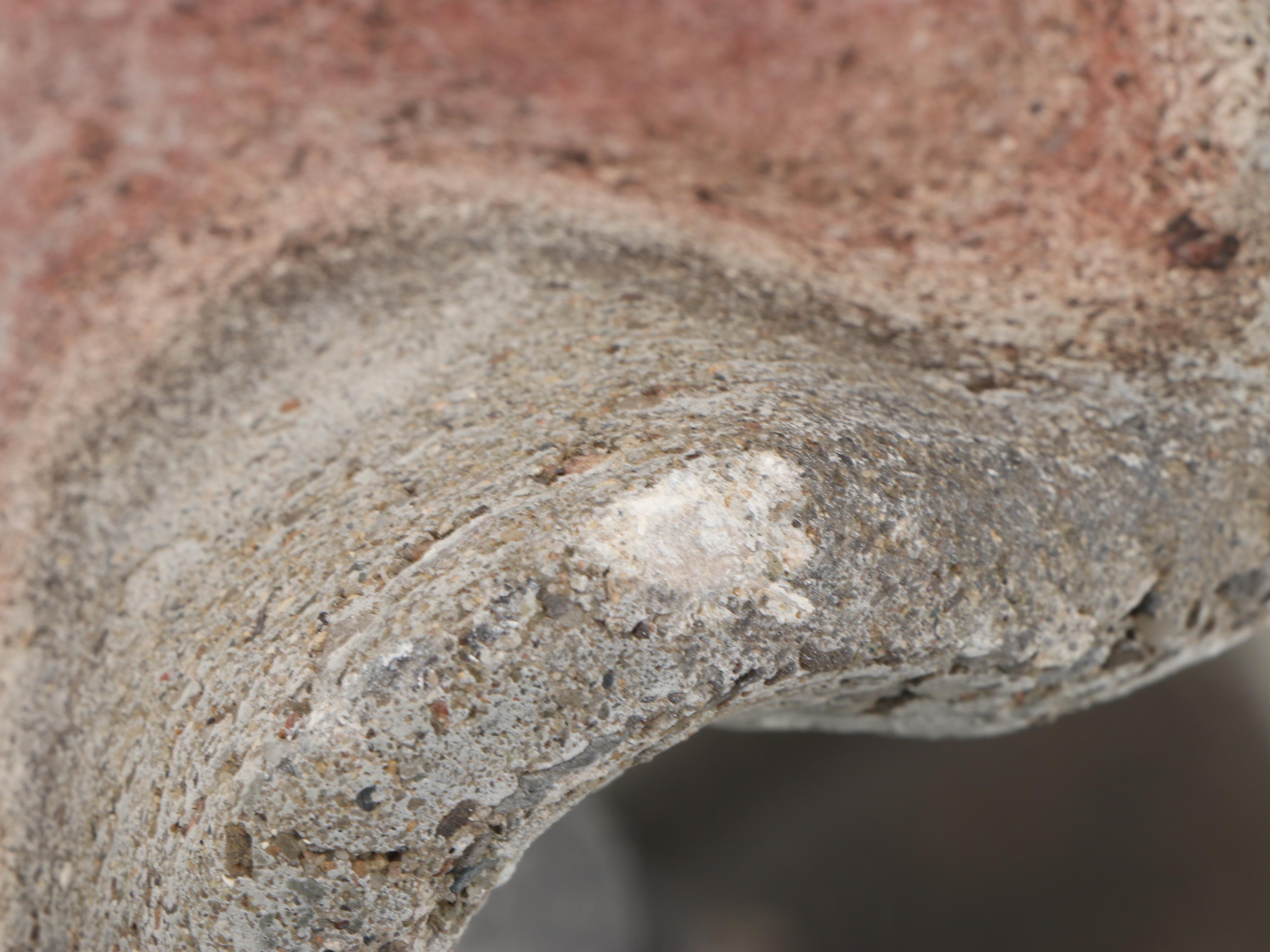 Cast Concrete Ruffled Bird Bath with Painted Concrete Seahorse Base