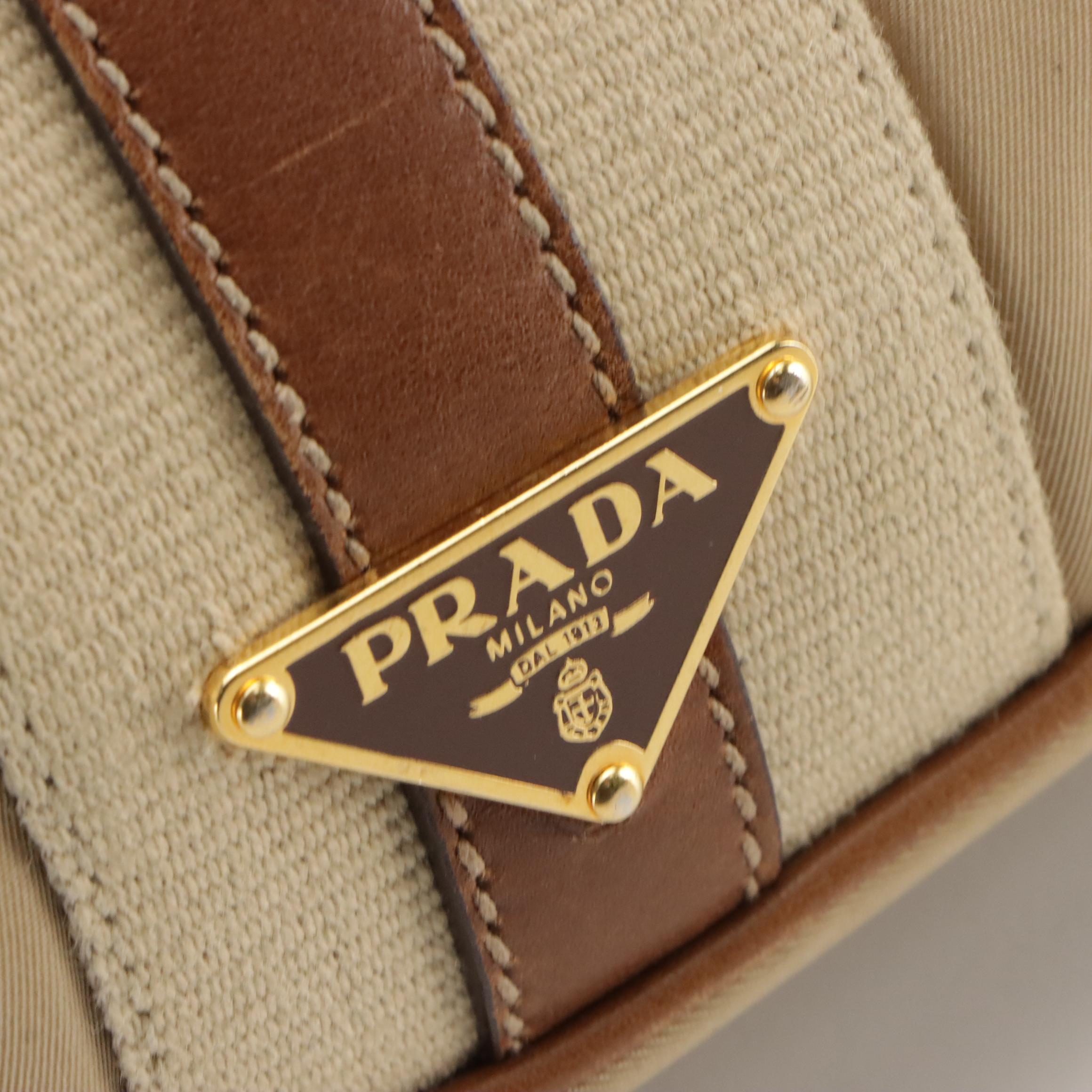 Prada Tessuto Nylon and Leather Zip-Top Shoulder Bag