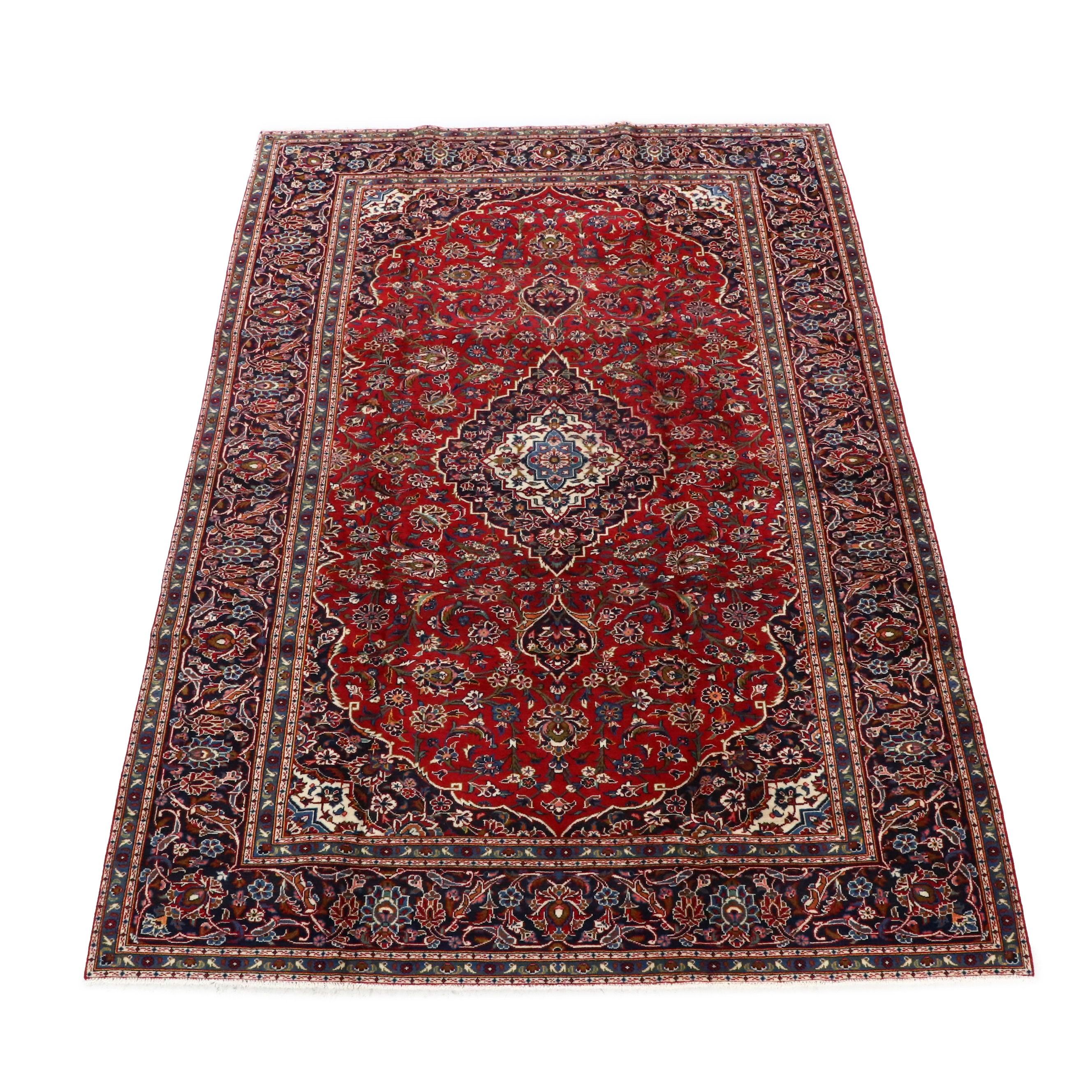 8'1 x 12'3 Hand-Knotted Persian Kashan Area Rug