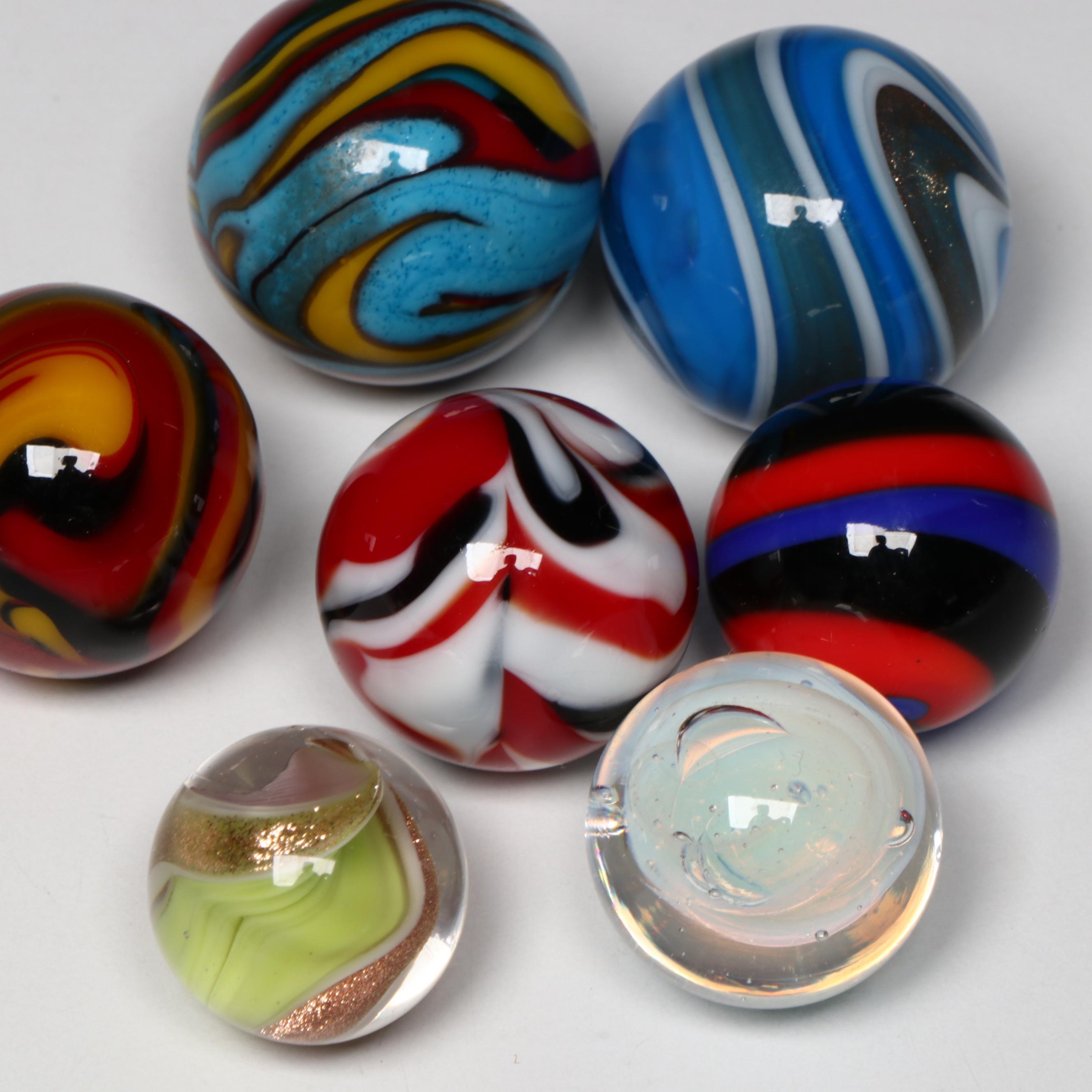 Scott Patrick Golden Rebel, Superman and Rebel with Other Art Glass Marbles