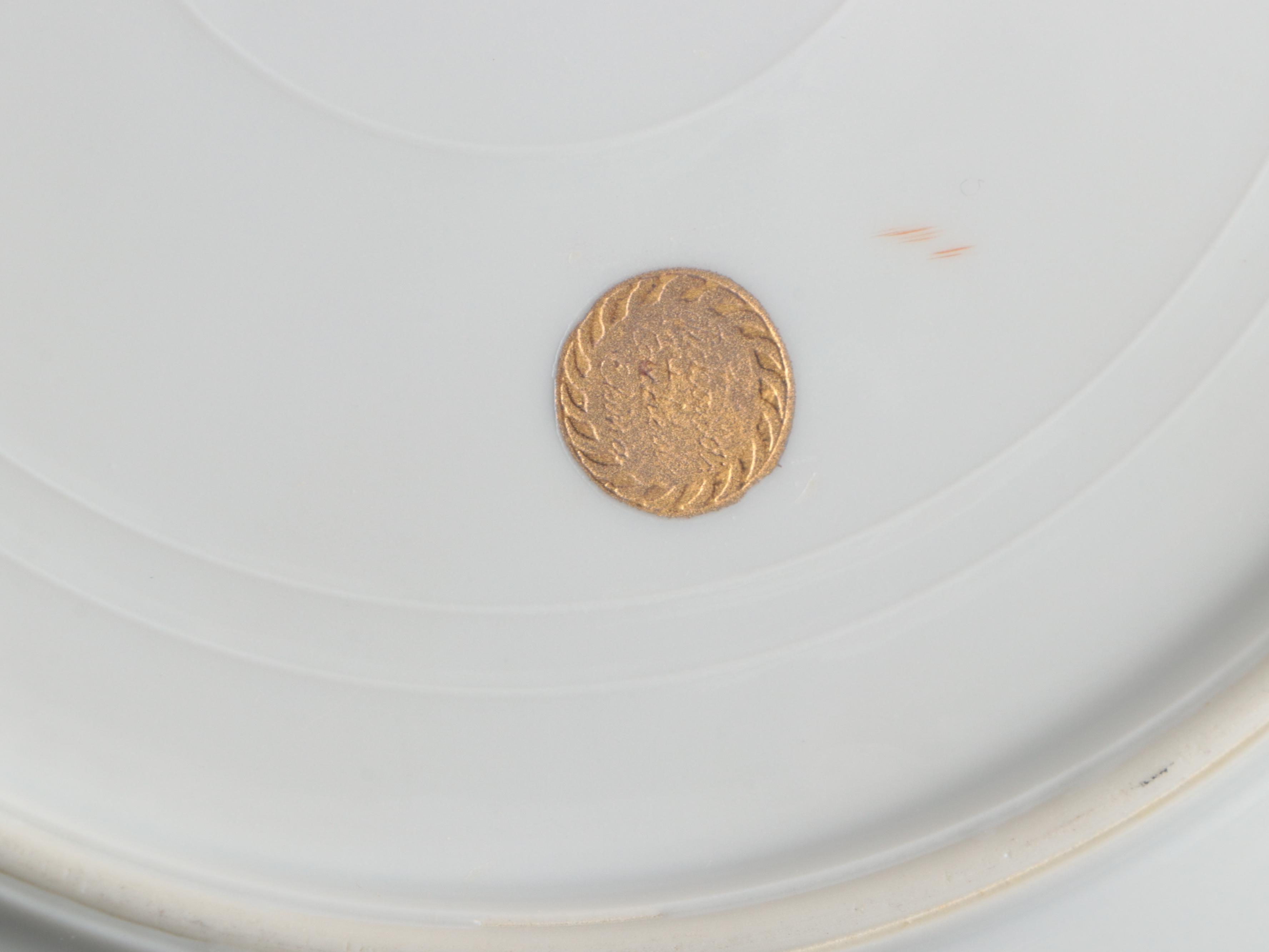 Art Deco Style Gilt Rim Porcelain Dinnerware and Serving Pieces