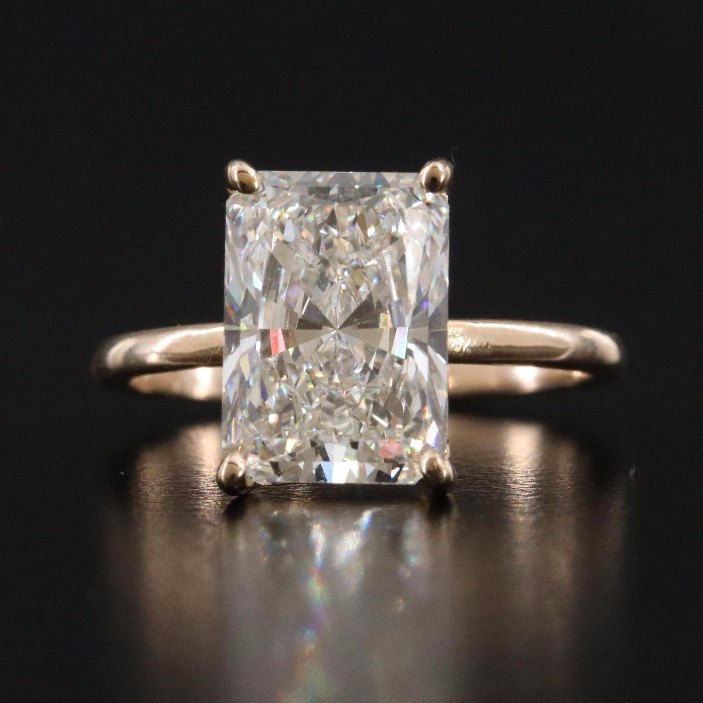 14K 4.09 CT Lab Grown Diamond Solitaire Ring with IGI Report