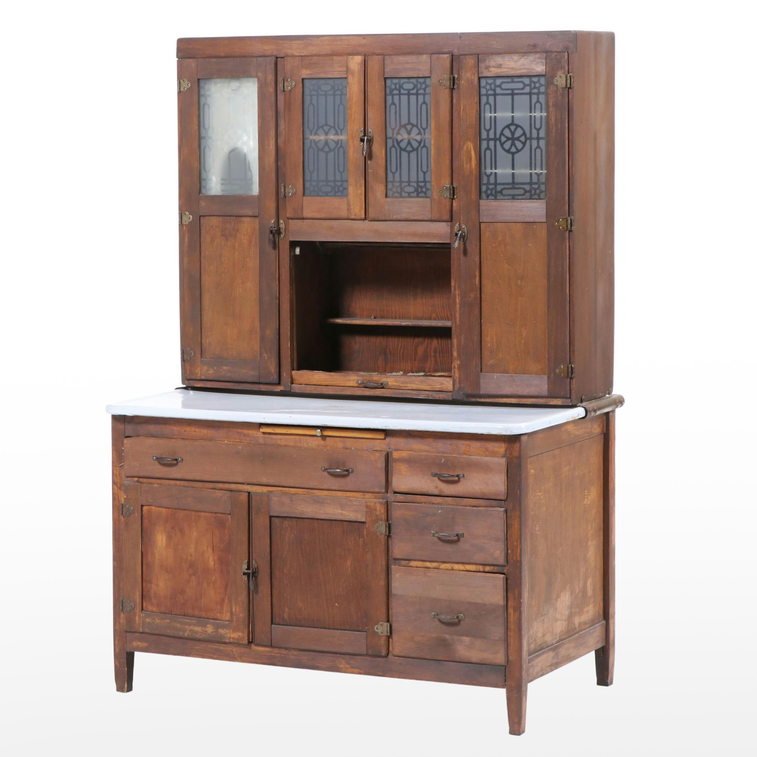 Art Deco Style Hoosier Cabinet with Accessories, Early to Mid-20th Century