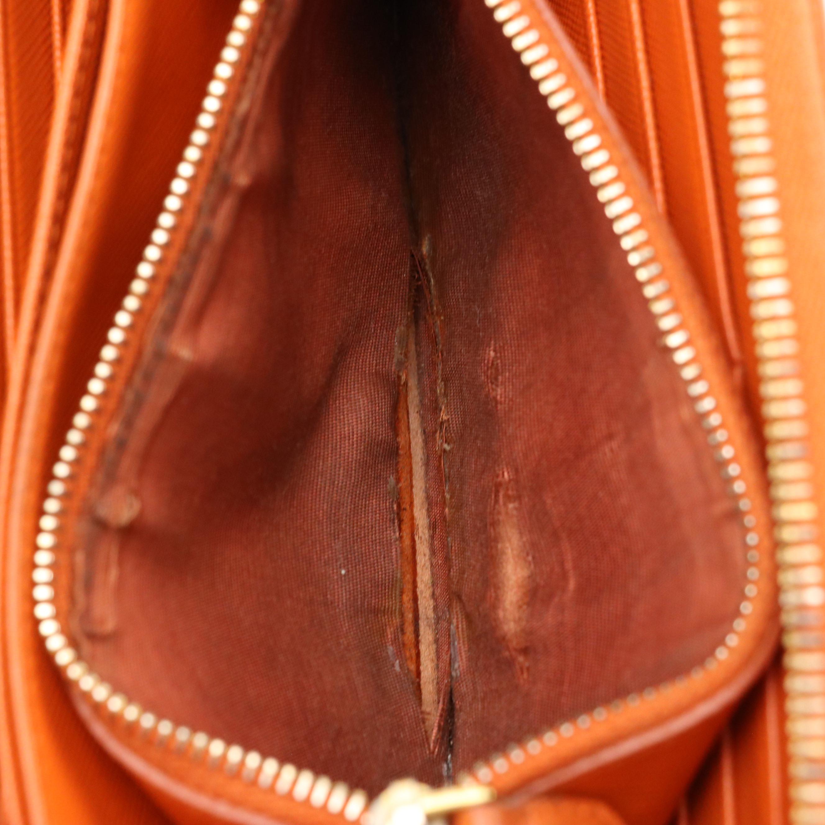 Prada Red and Orange Saffiano Leather Zip-Around Wallet in Box