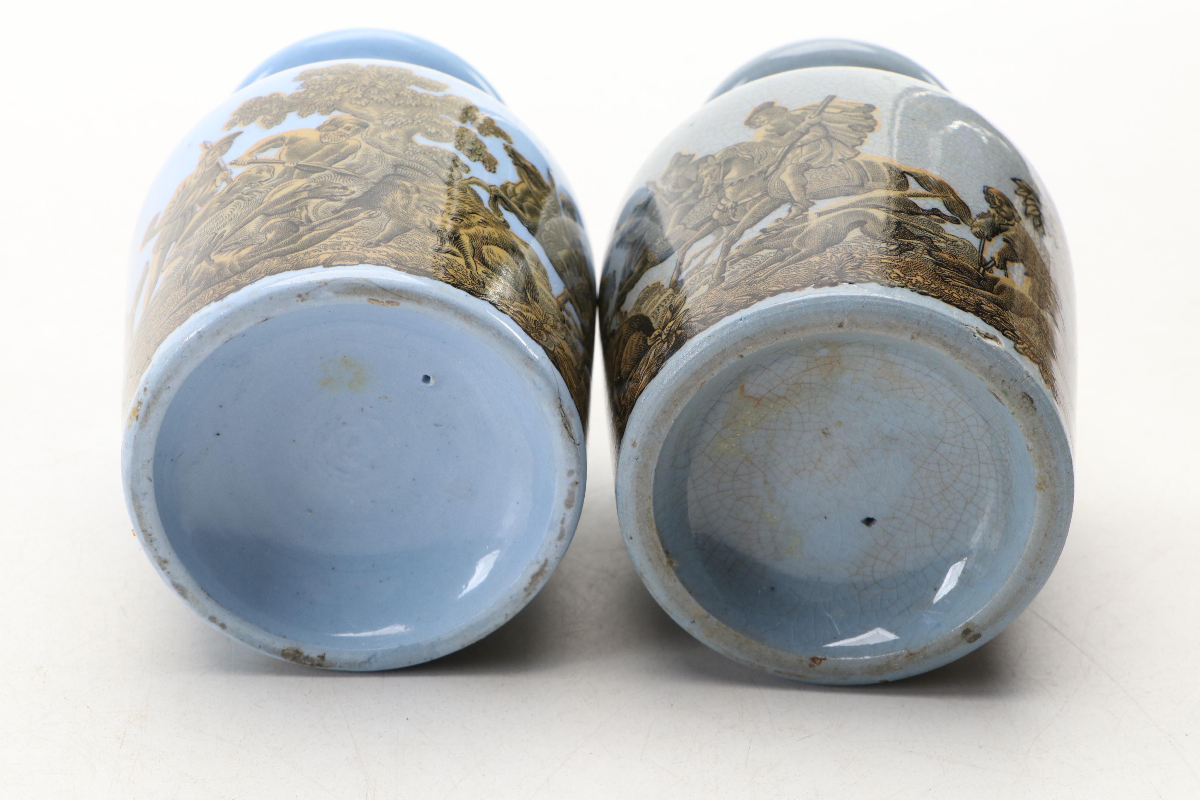 English Prattware Mustard or Paste Jars, Mid-19th Century