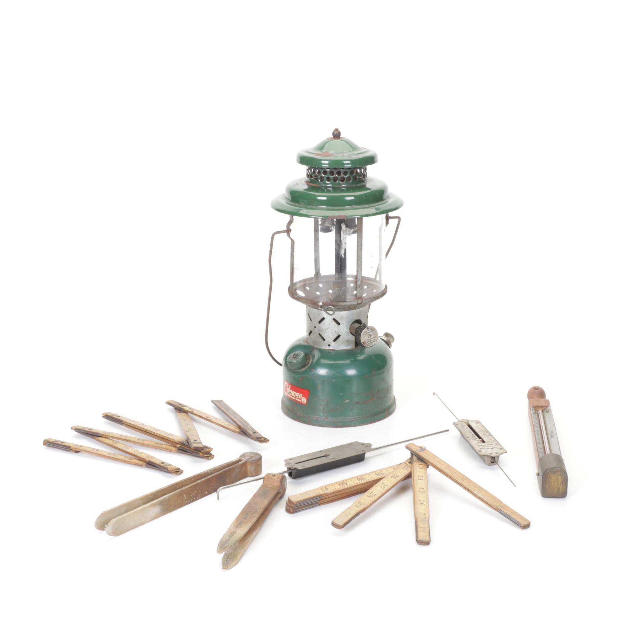 Coleman Model 220E Oil Lantern & Antique Tools