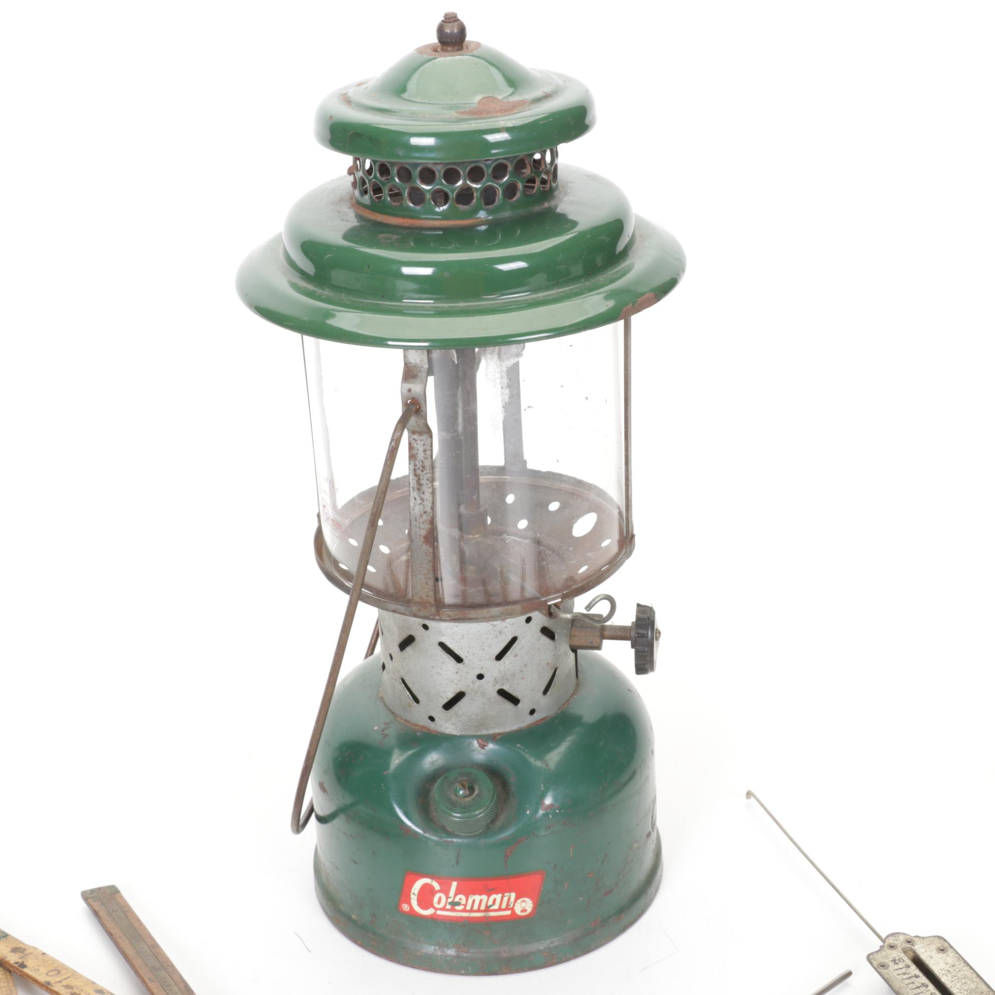 Coleman Model 220E Oil Lantern & Antique Tools