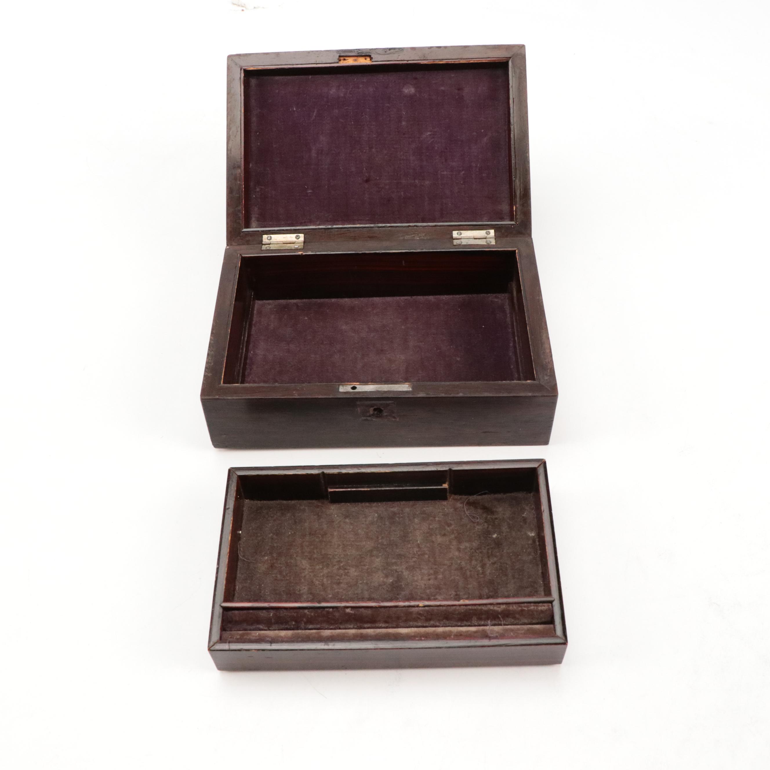 Victorian Rosewood Locking Jewelry Box, Late 19th Century