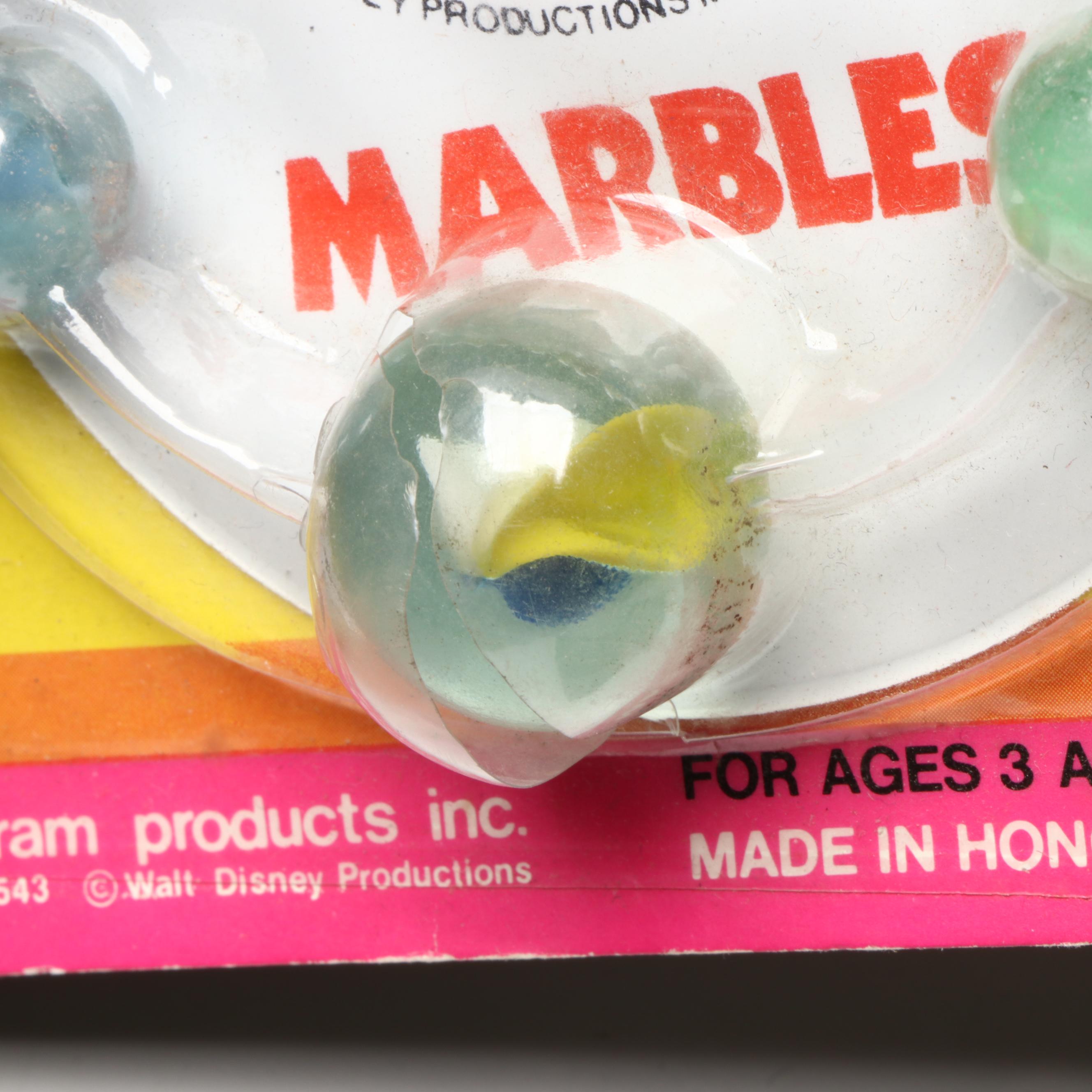 Walt Disney Character Marbles, Crystal Solitaire Game and Other Novelty Items