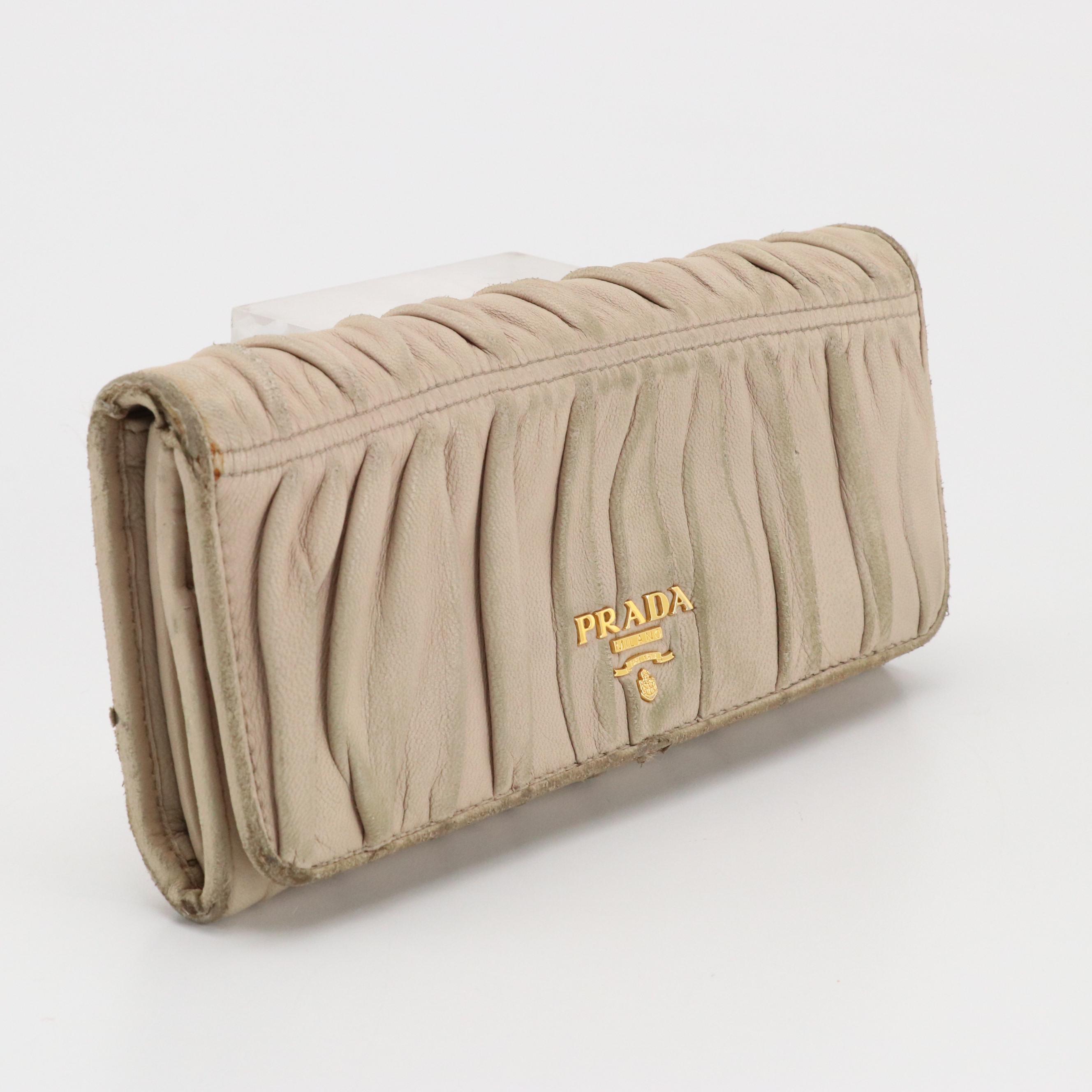 Prada Beige Nappa Gaufré Leather Front-Flap Long Wallet