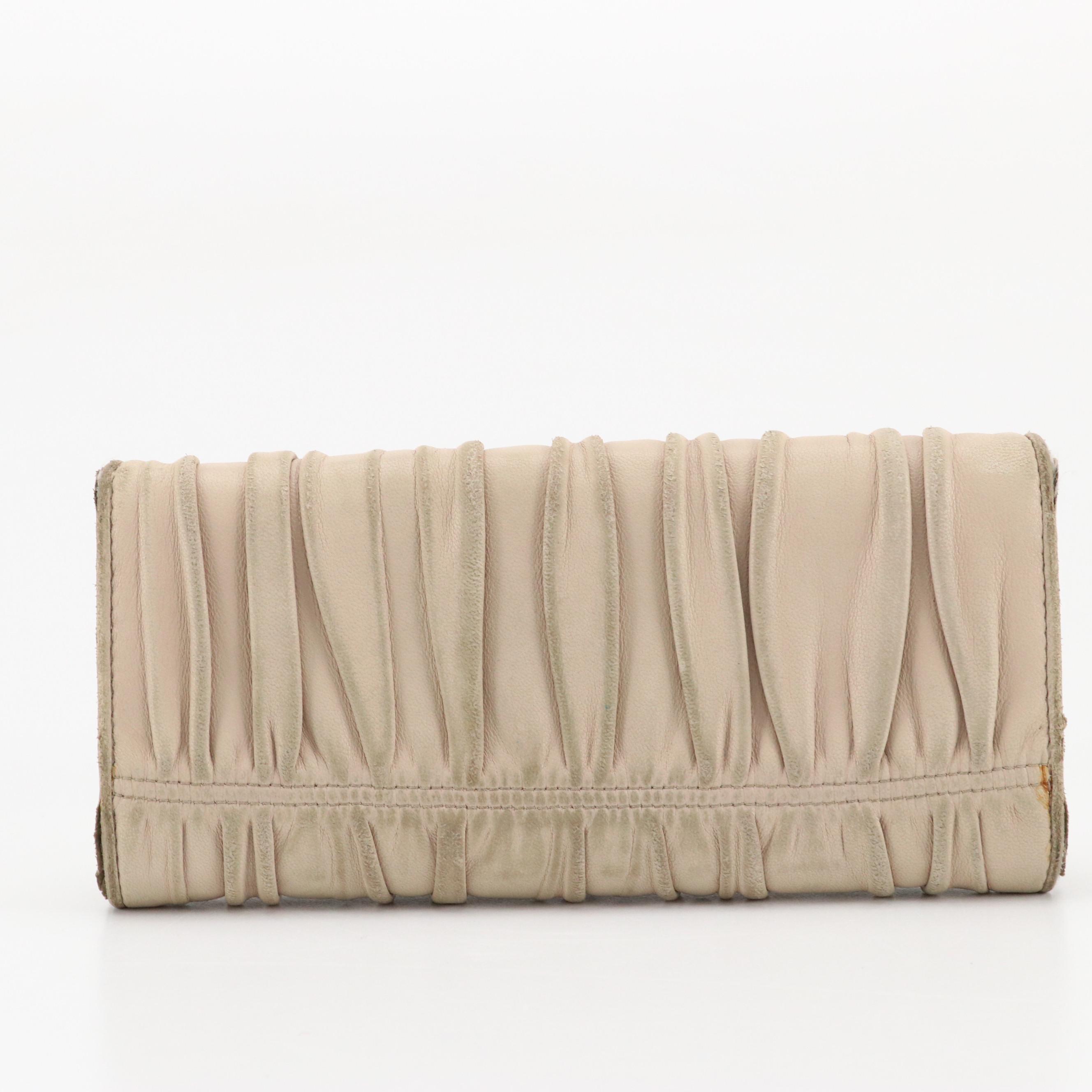 Prada Beige Nappa Gaufré Leather Front-Flap Long Wallet
