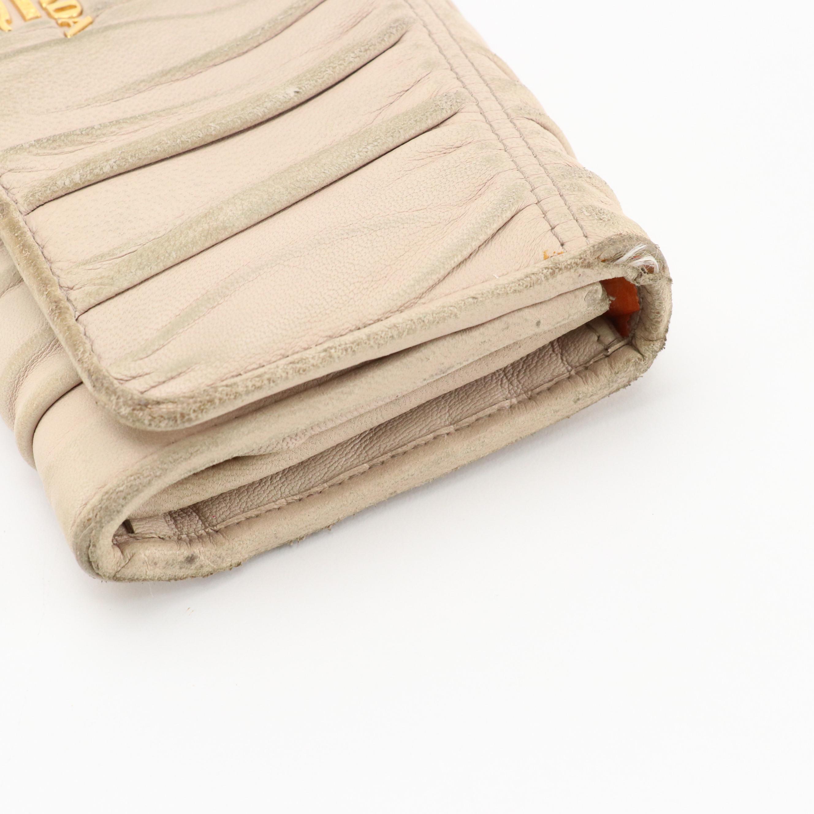 Prada Beige Nappa Gaufré Leather Front-Flap Long Wallet