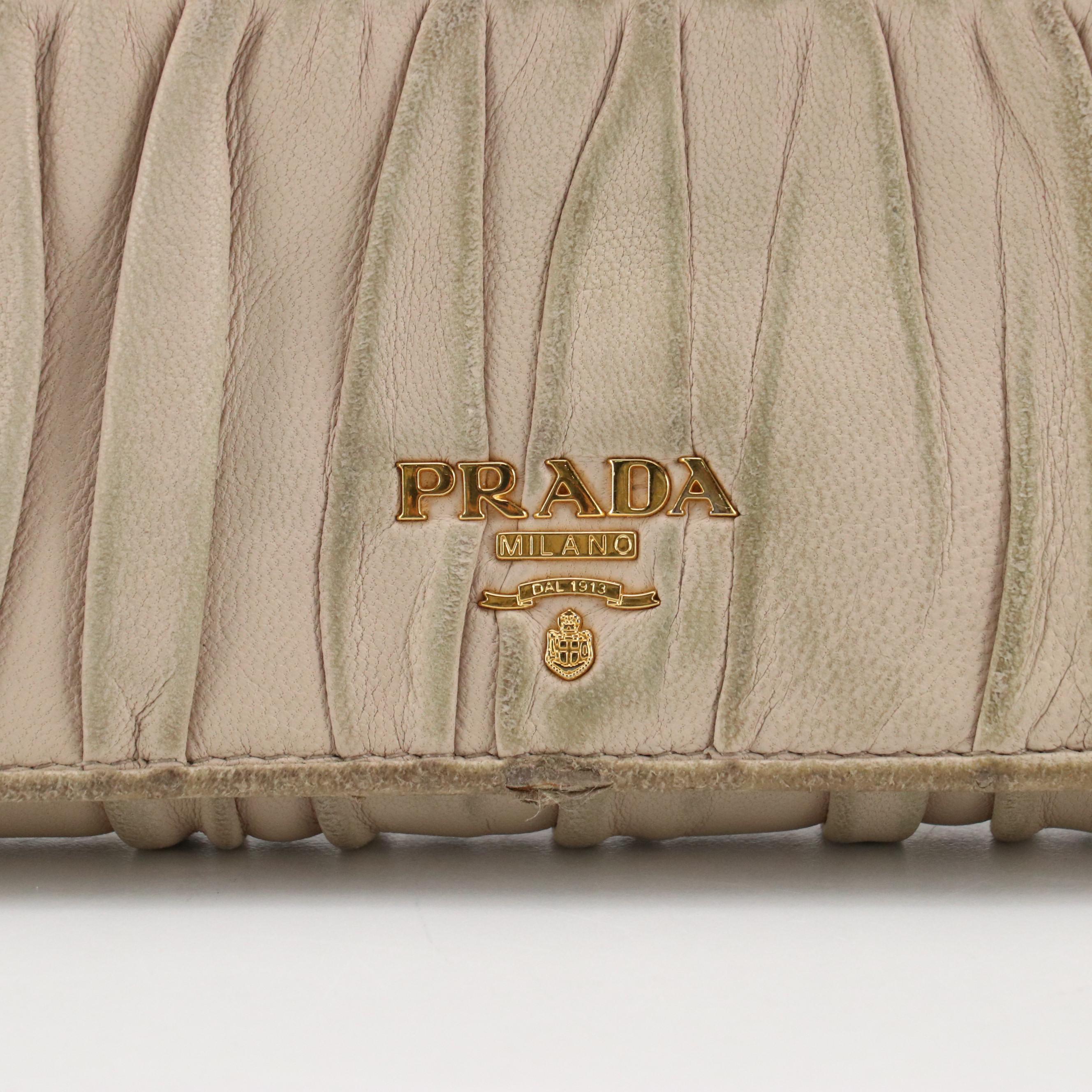 Prada Beige Nappa Gaufré Leather Front-Flap Long Wallet