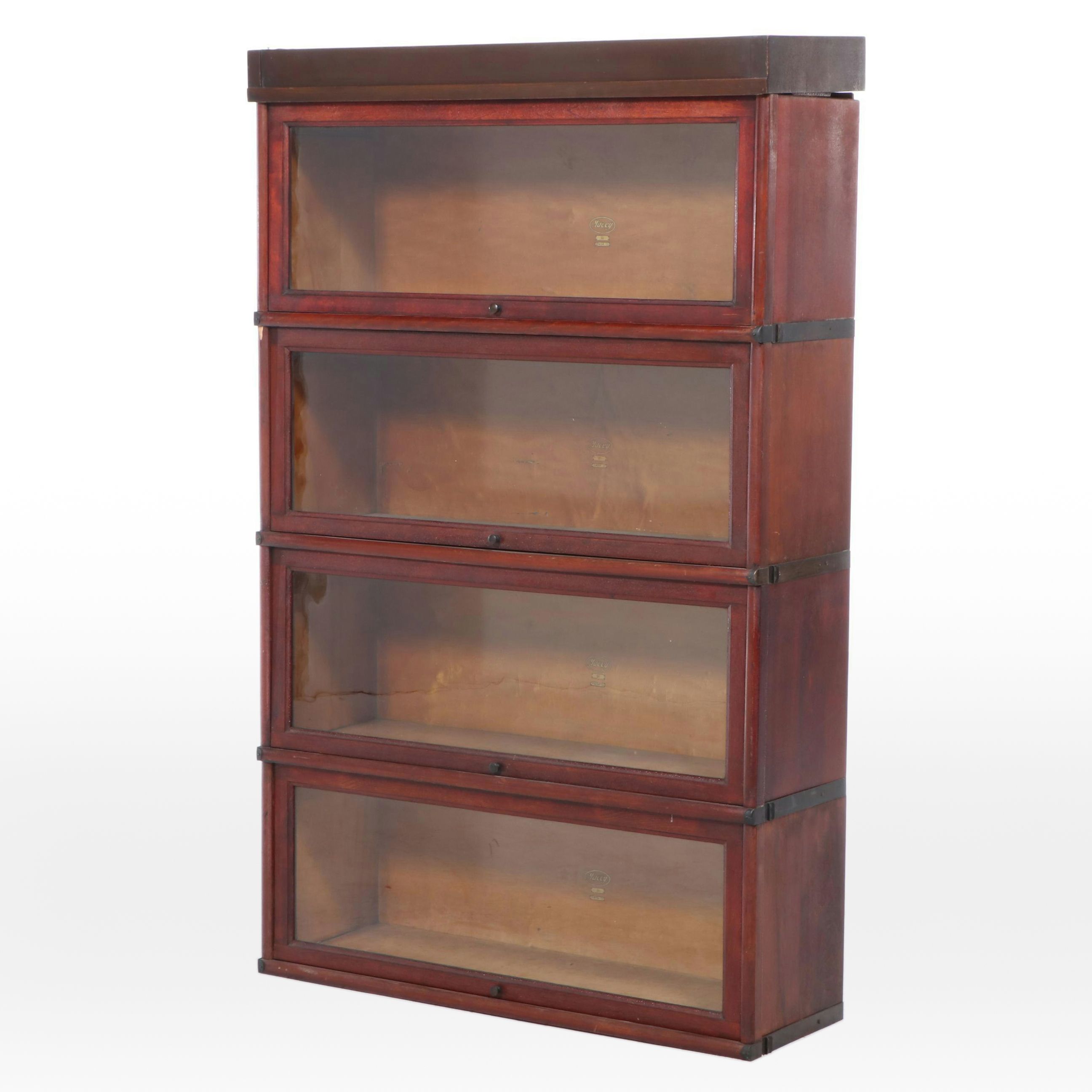 Macey Cherry Finish Glass Front Barrister's Bookcase, Early to Mid-20th Century