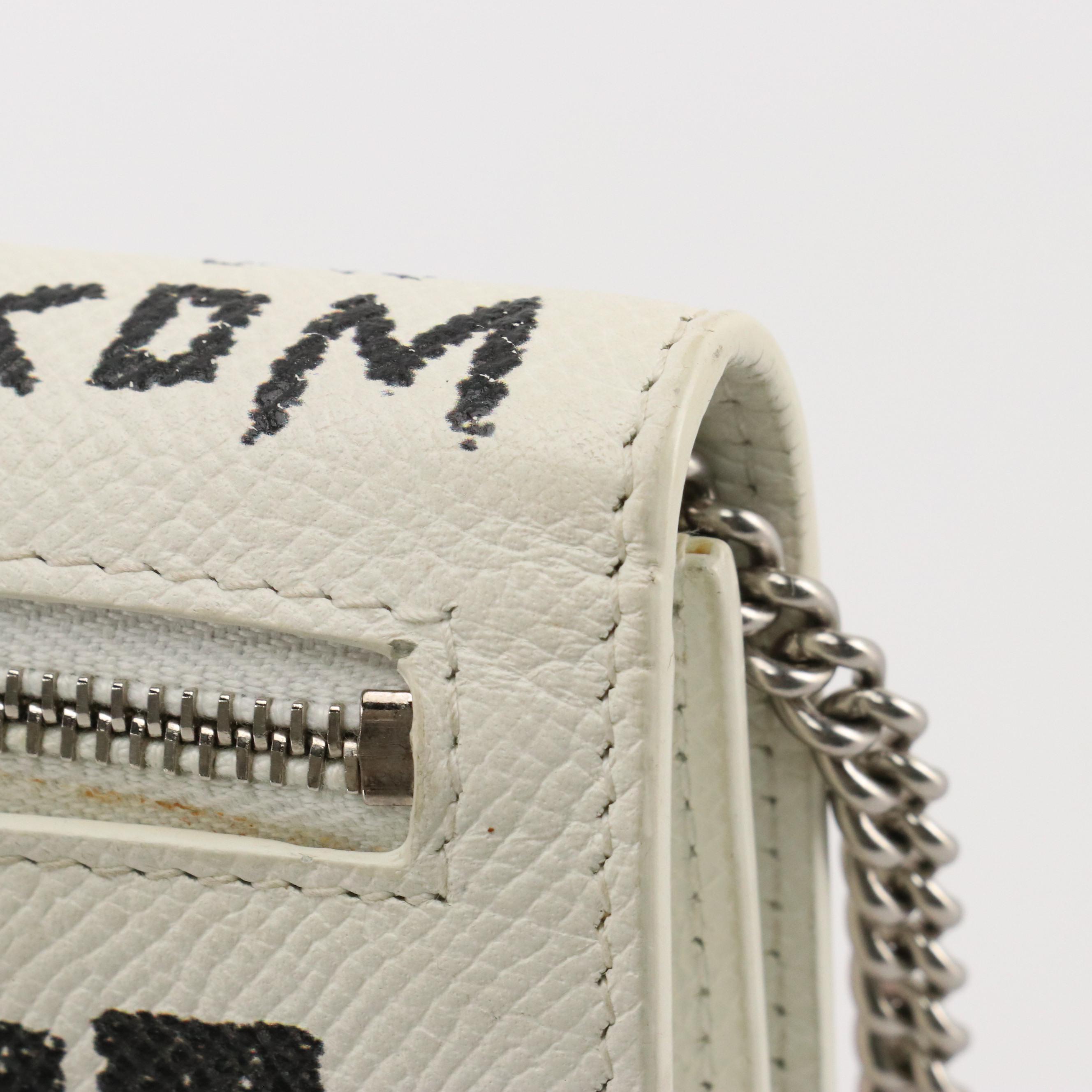 Balenciaga Wallet On Chain in Multicolor BB Graffiti White Leather
