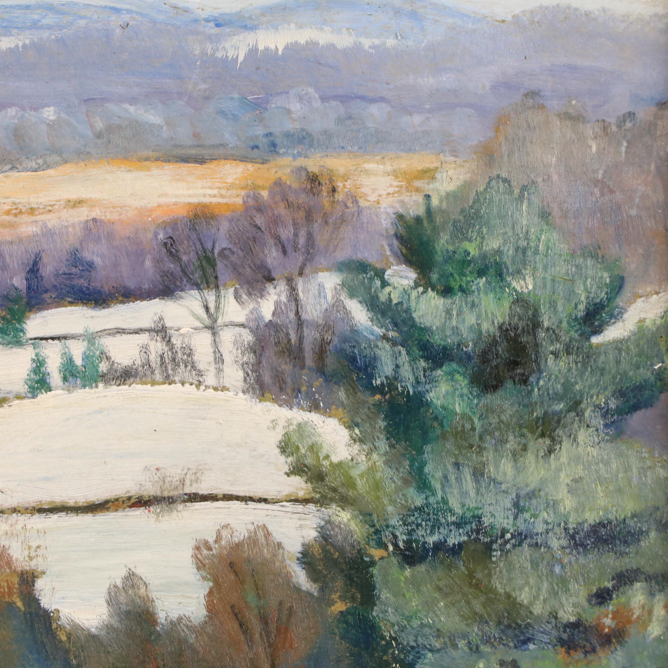 Alla Prima Snowy Landscape Oil Painting