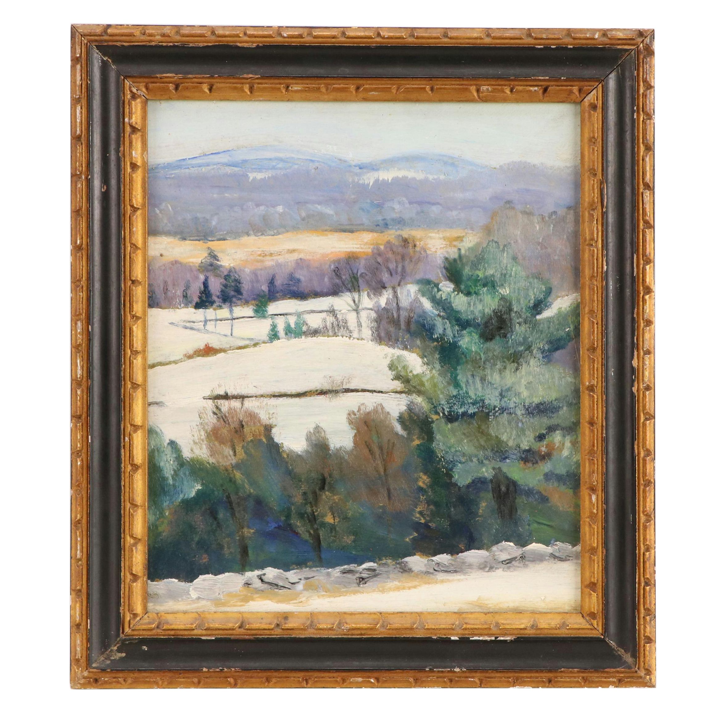 Alla Prima Snowy Landscape Oil Painting