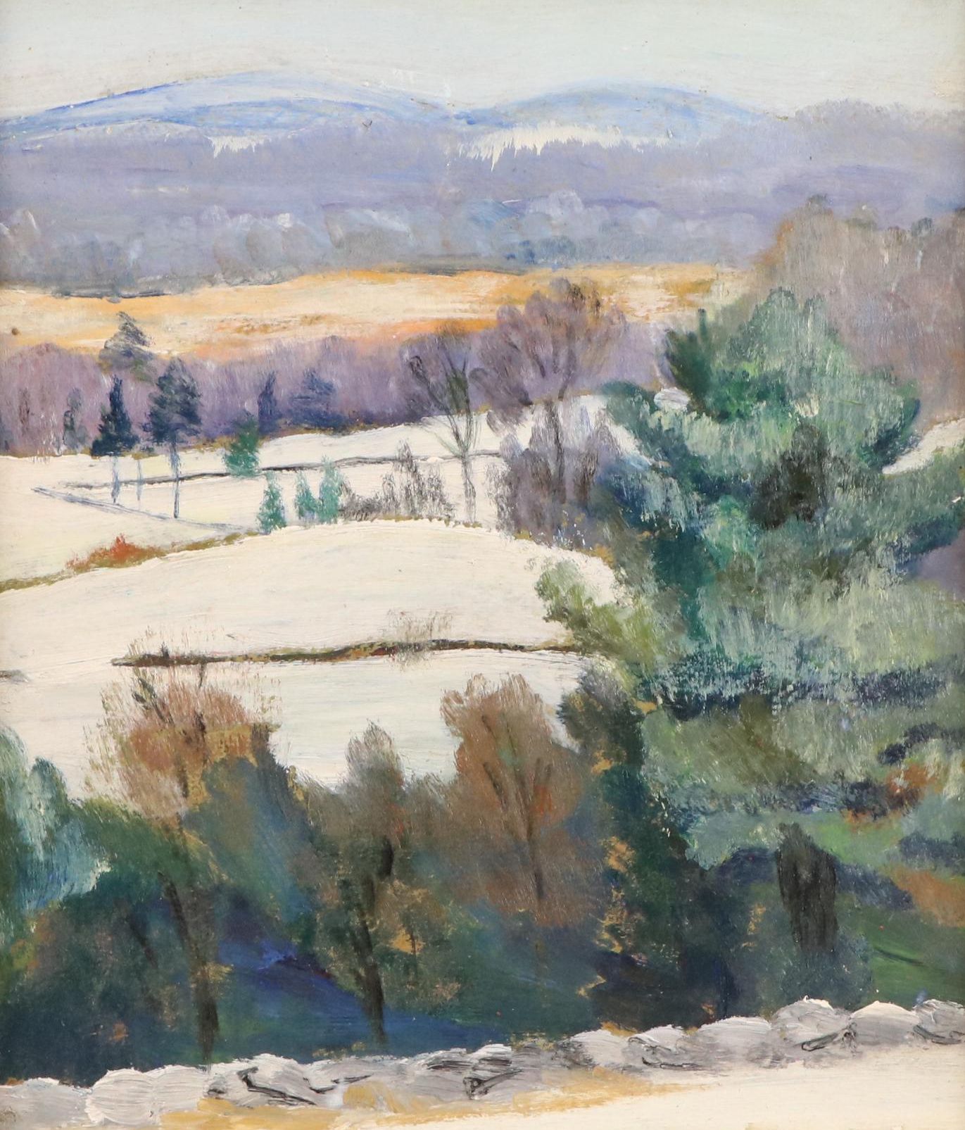 Alla Prima Snowy Landscape Oil Painting