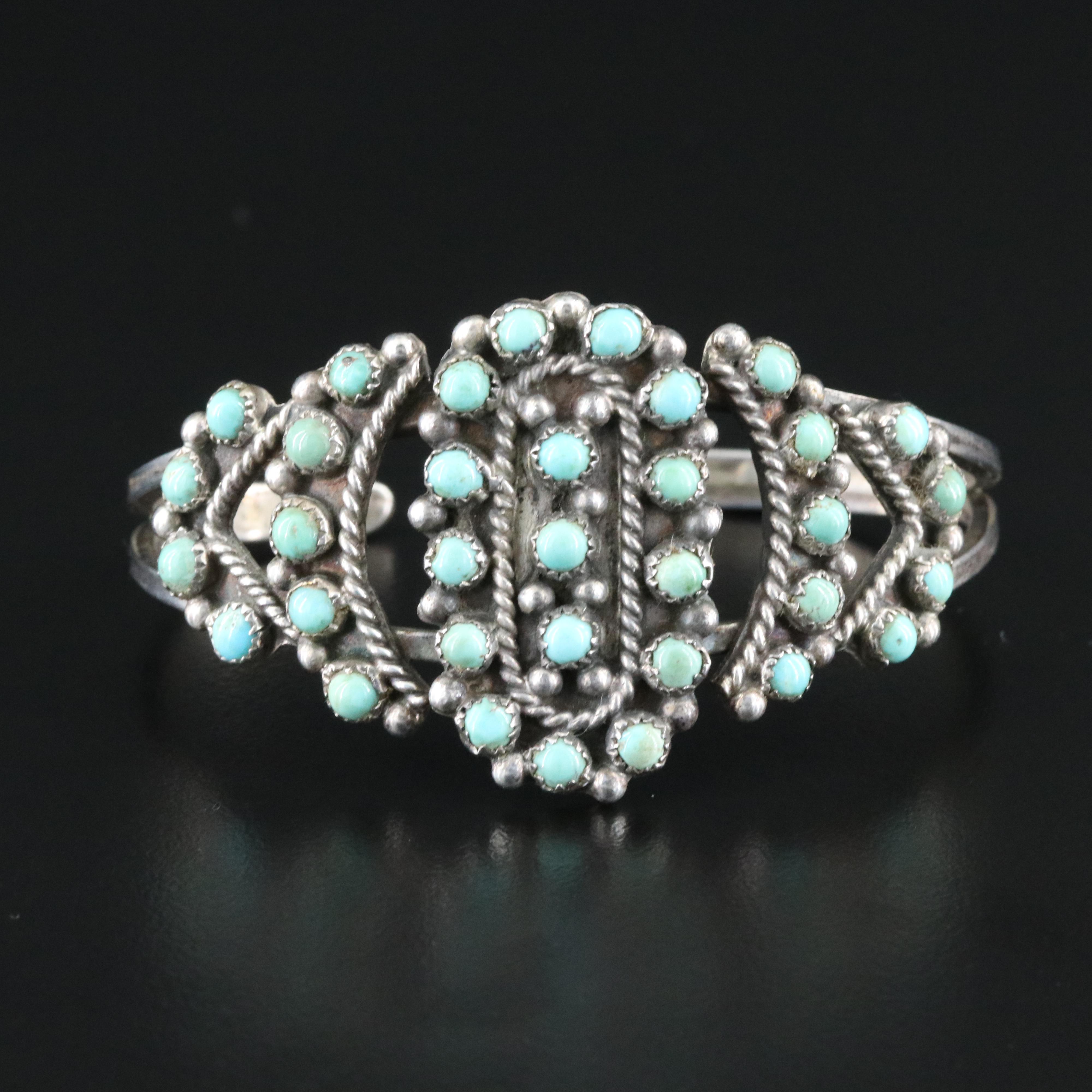 Southwestern Sterling Snake Eye Turquoise Cuff