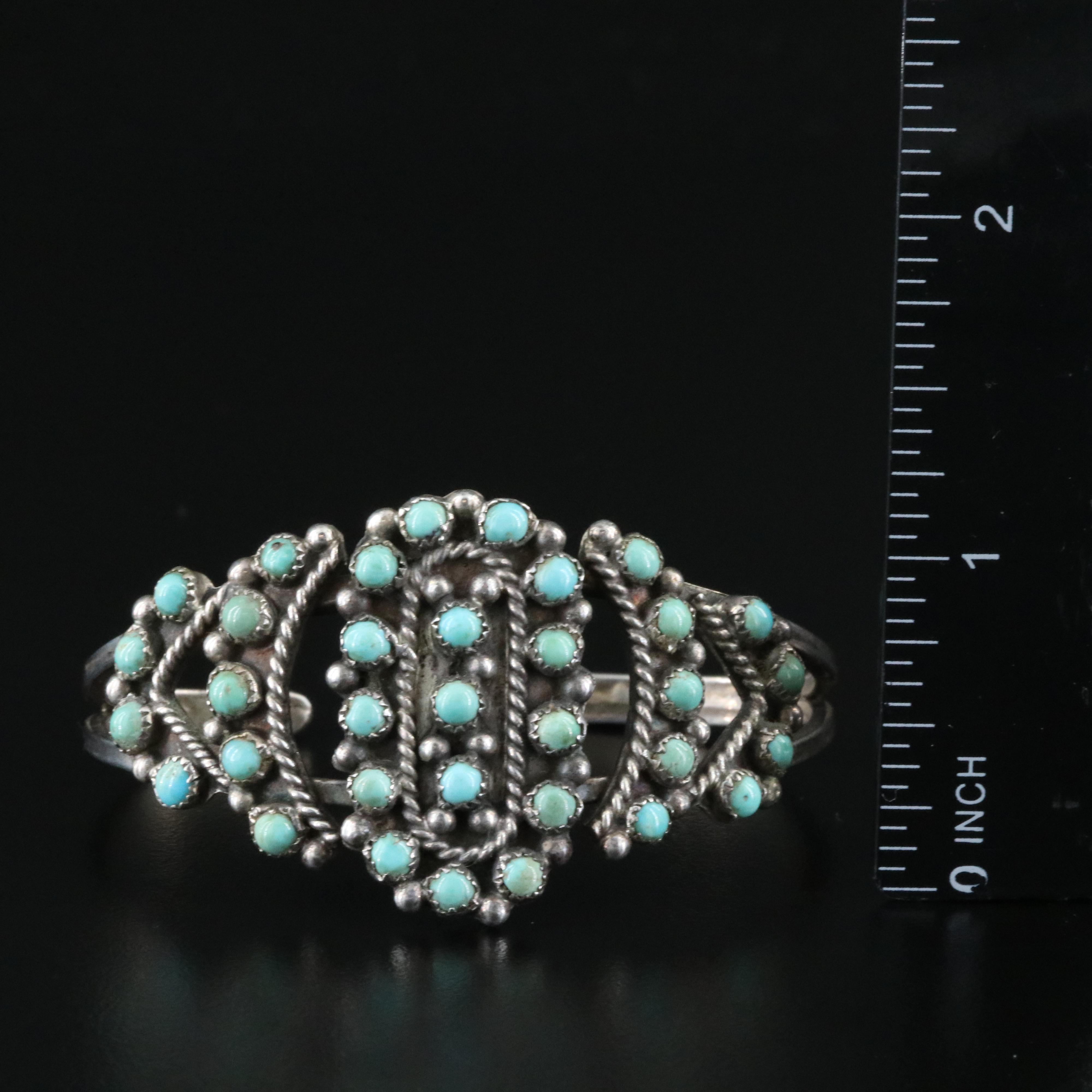 Southwestern Sterling Snake Eye Turquoise Cuff