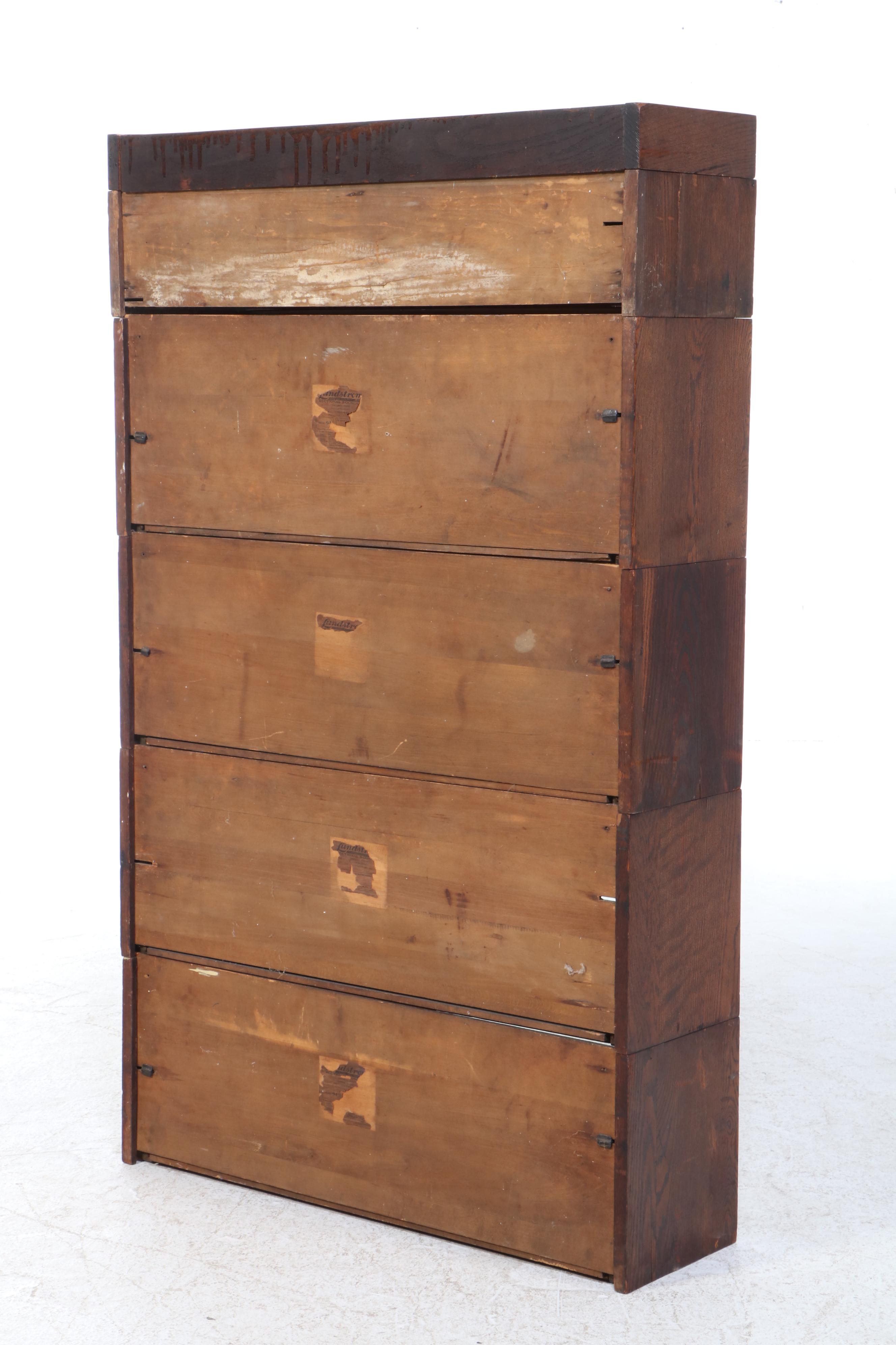 Lundstrom Oak Four-Stack Barrister's Bookcase w/ Base Drawer, Early 20th Century