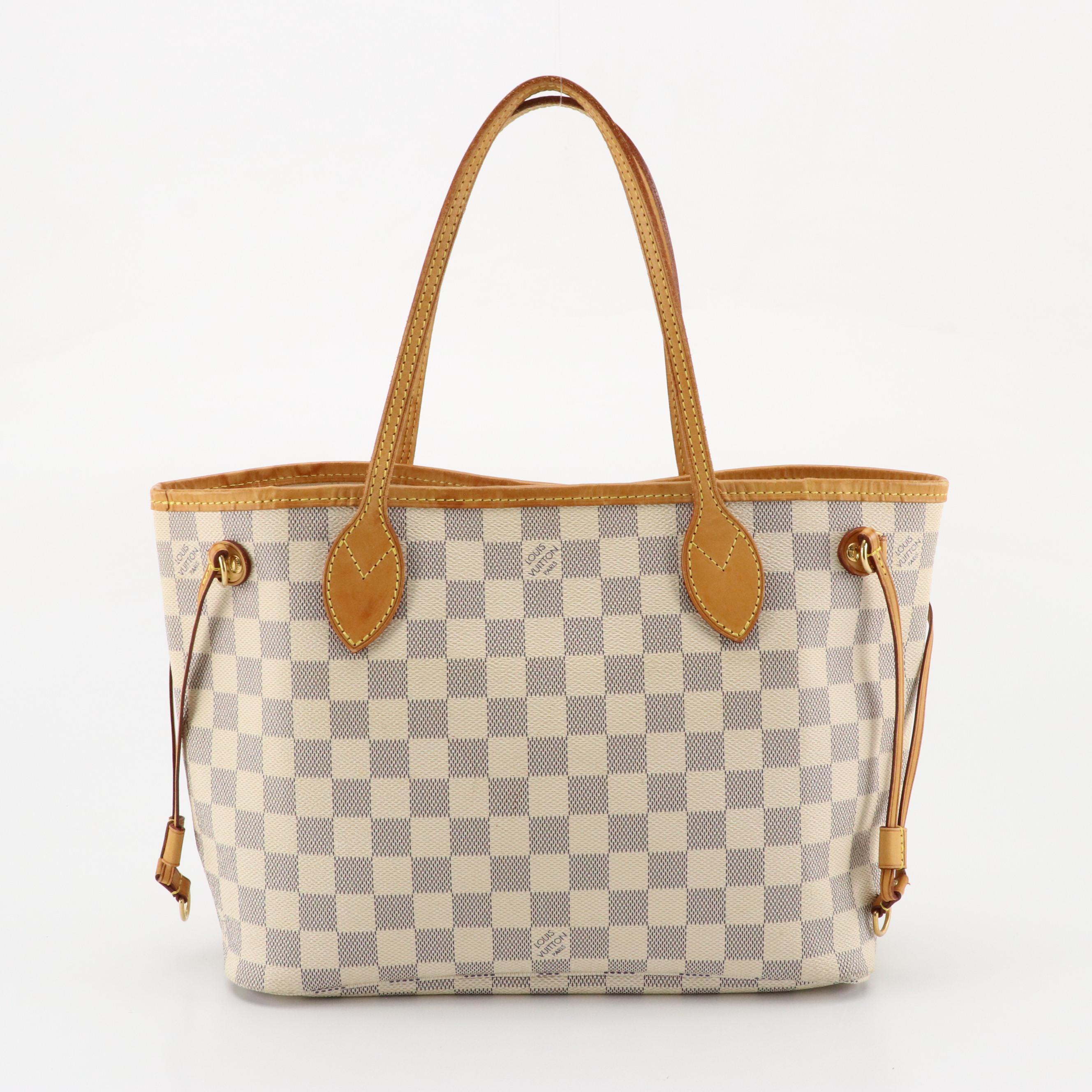Louis Vuitton Neverfull PM Tote in Damier Azur Canvas and Leather