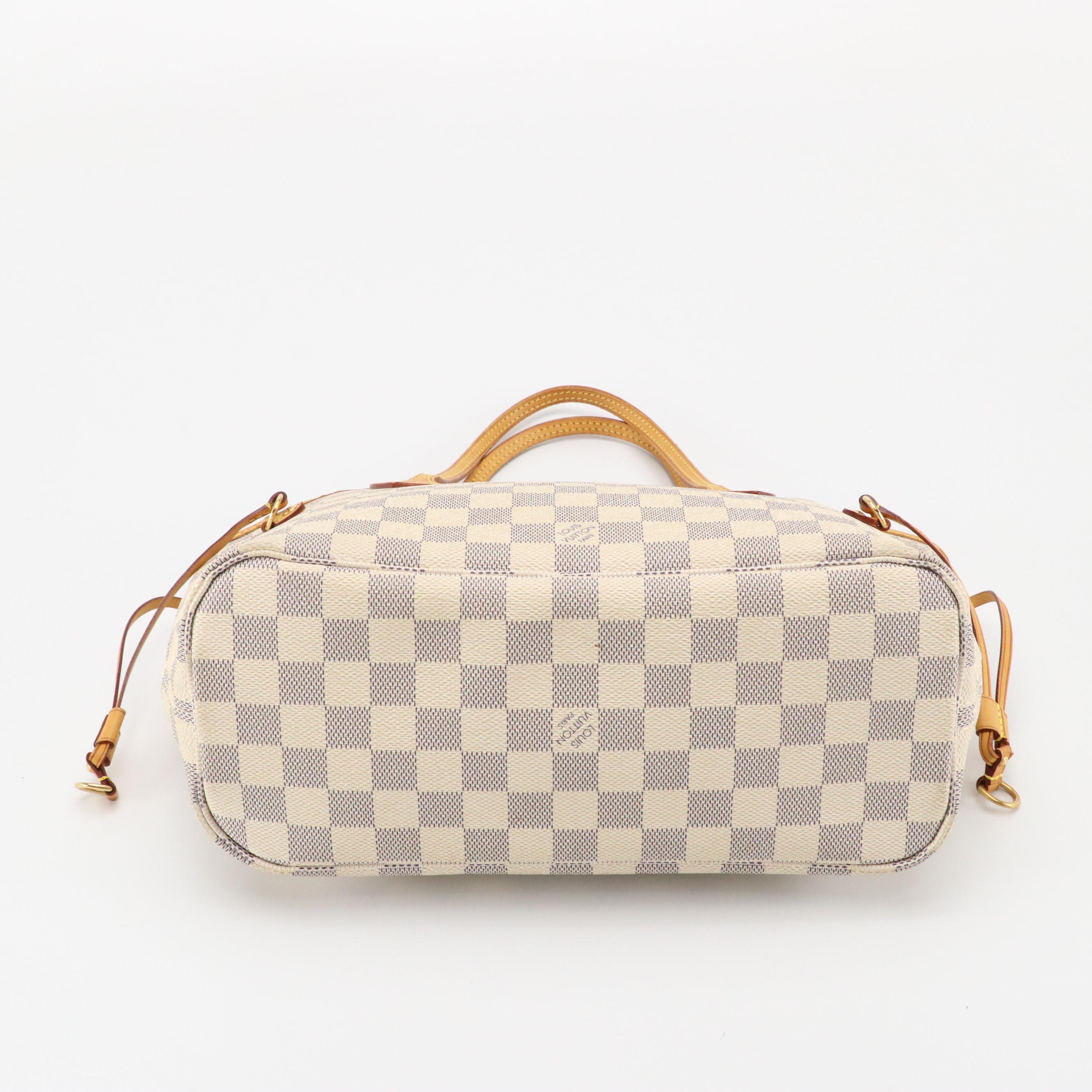 Louis Vuitton Neverfull PM Tote in Damier Azur Canvas and Leather