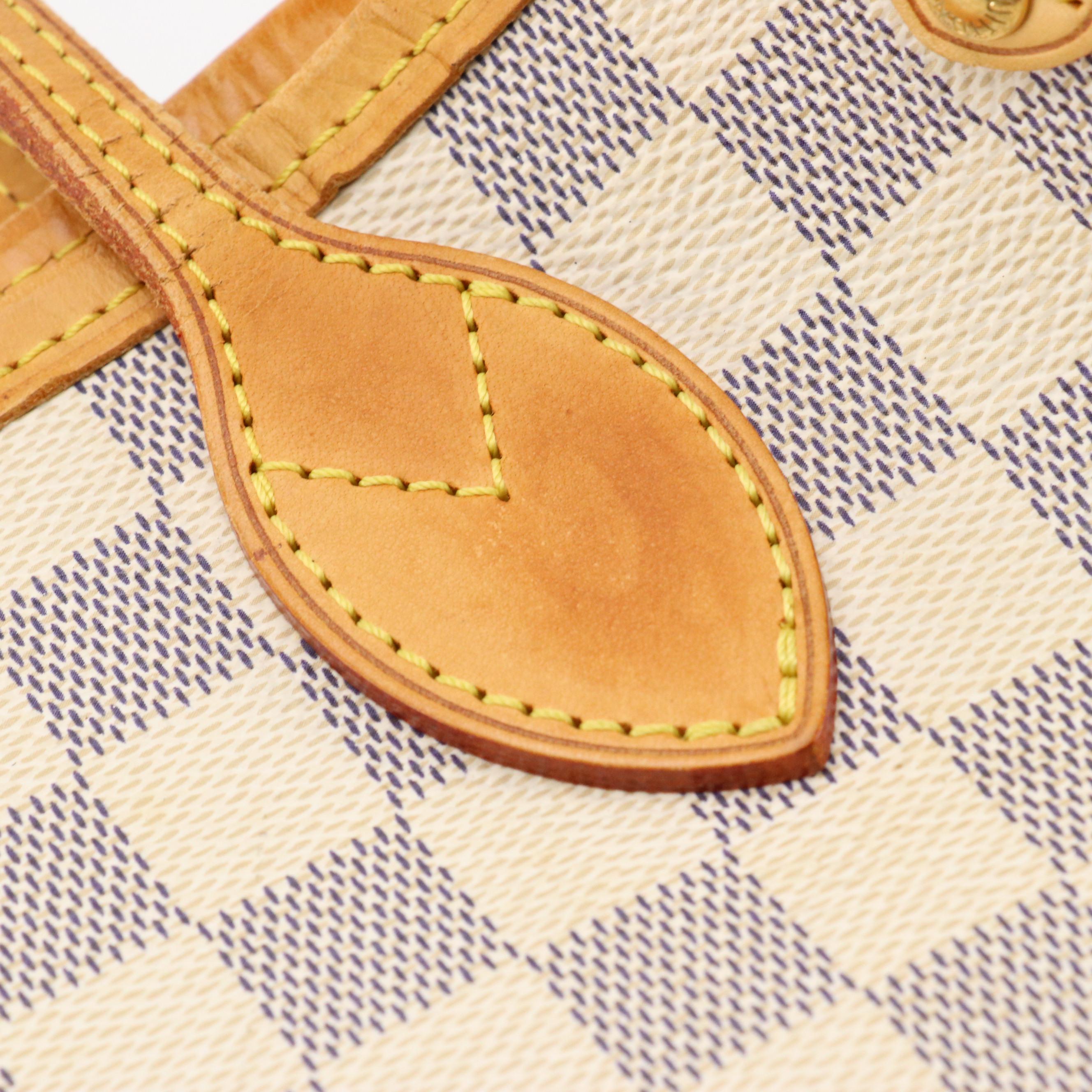 Louis Vuitton Neverfull PM Tote in Damier Azur Canvas and Leather