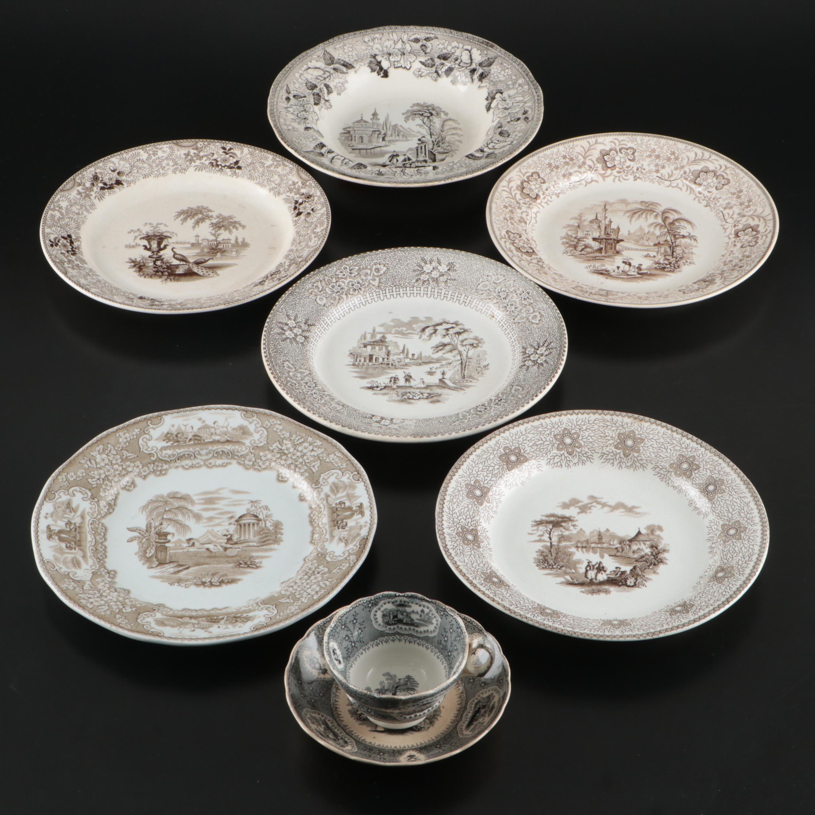 Florentine China Ironstone Teacup and Saucer with Other Ironstone Dinner