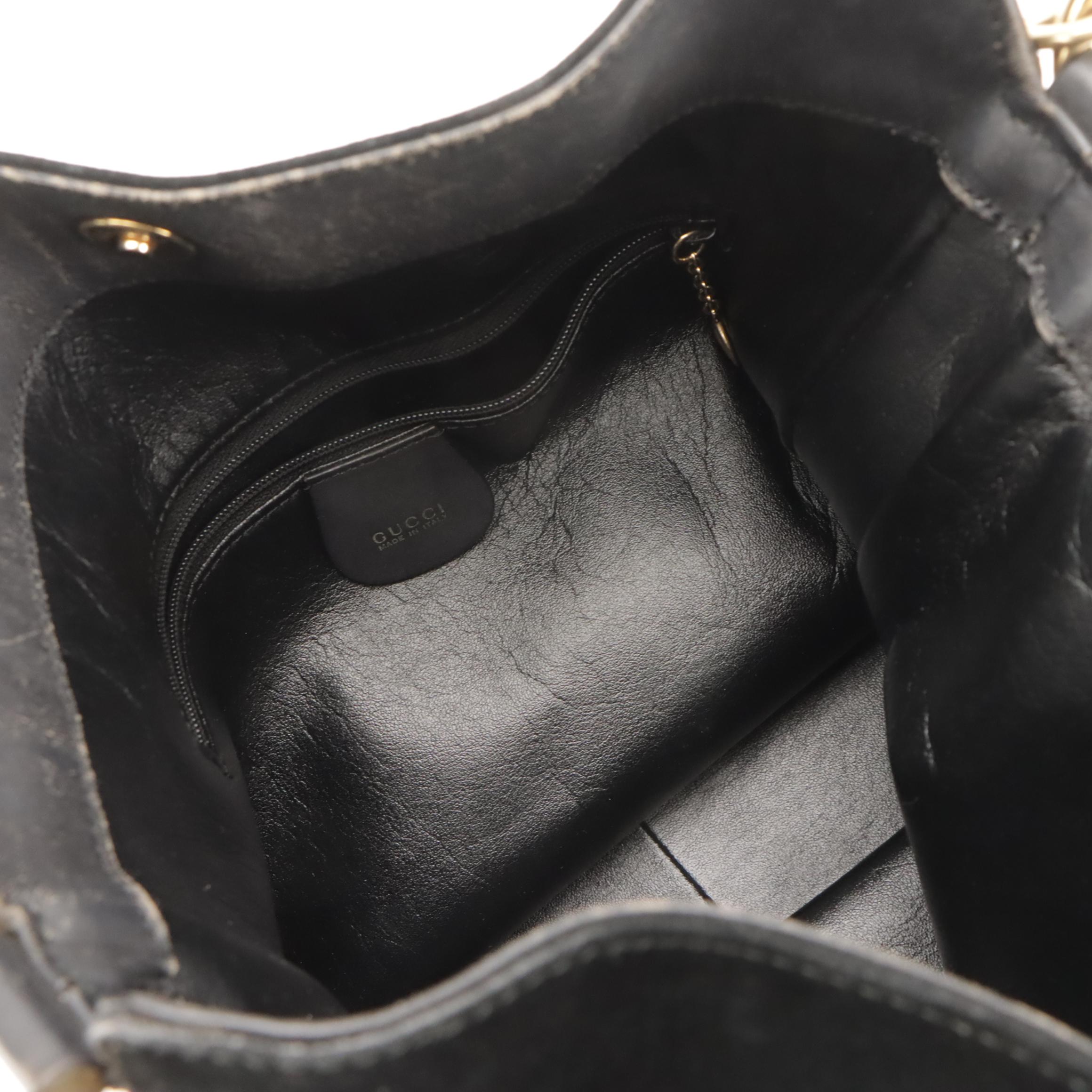 Gucci Bamboo Handle Two-Way Tote in Black Suede and Leather