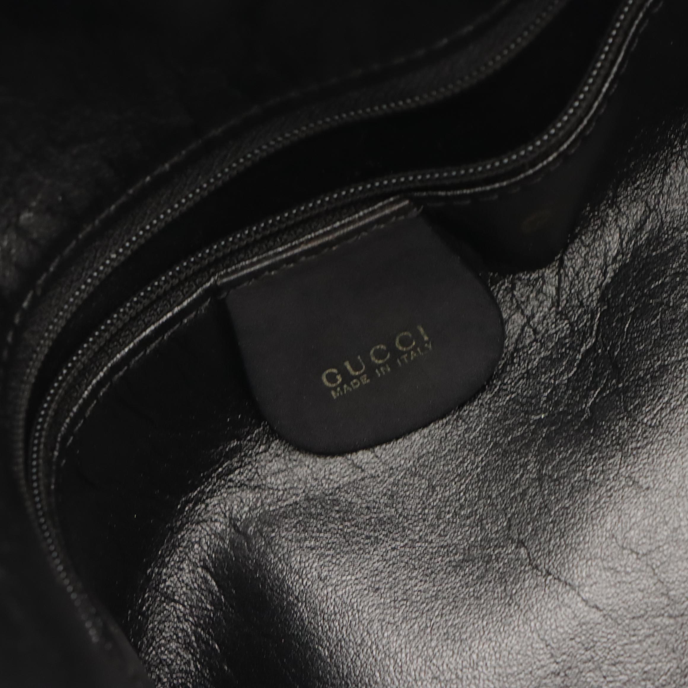 Gucci Bamboo Handle Two-Way Tote in Black Suede and Leather